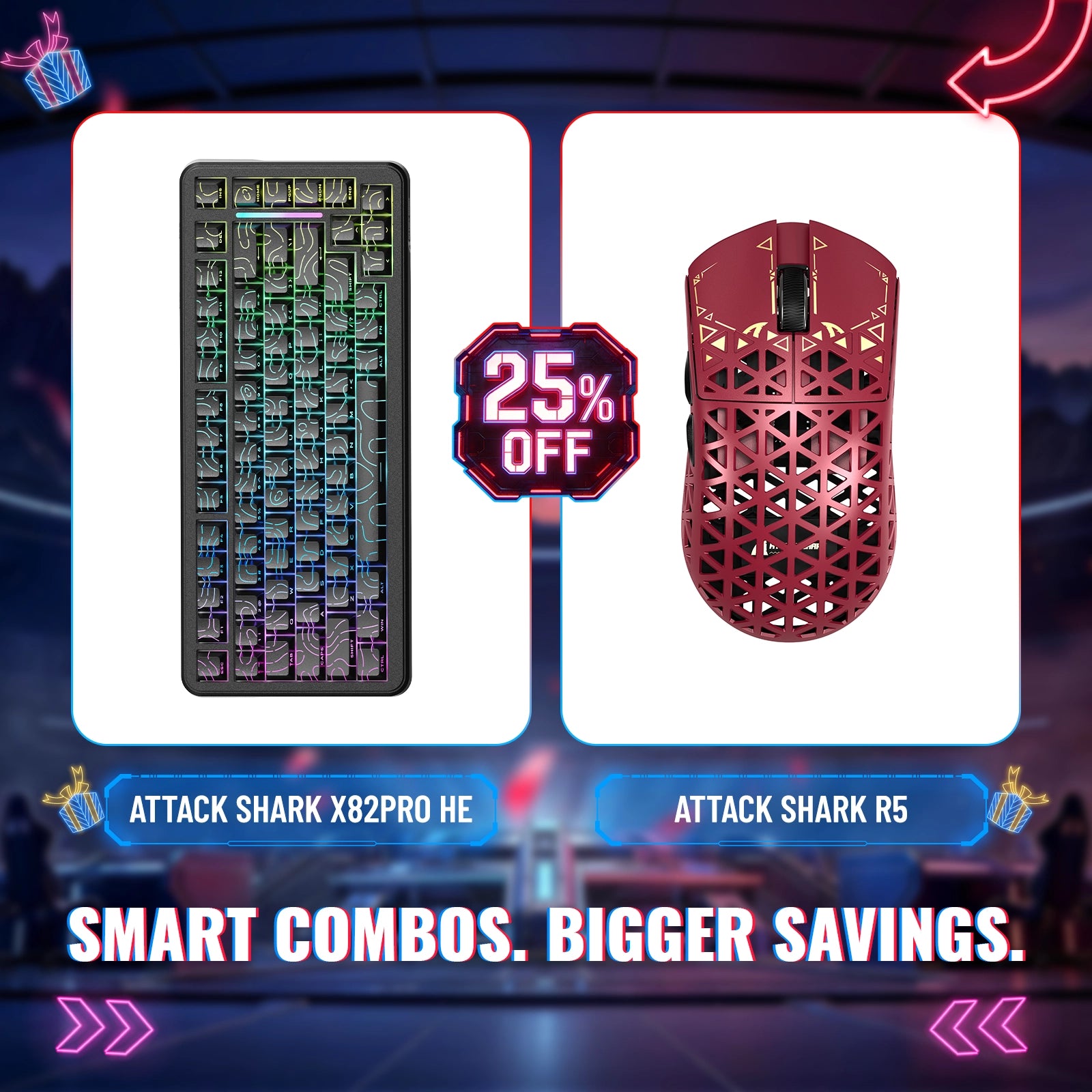 어택 상어 X82프로 HE 래피드 트리거 키보드 + R5 카본 파이버 무선 게이밍 마우스 번들
