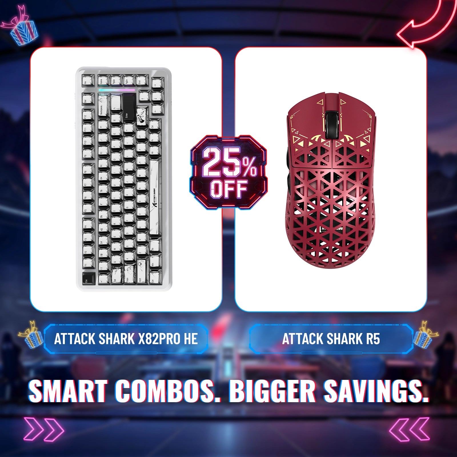 어택 상어 X82프로 HE 래피드 트리거 키보드 + R5 카본 파이버 무선 게이밍 마우스 번들