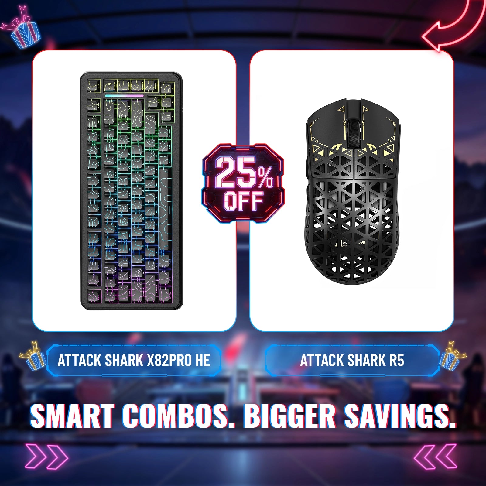 어택 상어 X82프로 HE 래피드 트리거 키보드 + R5 카본 파이버 무선 게이밍 마우스 번들