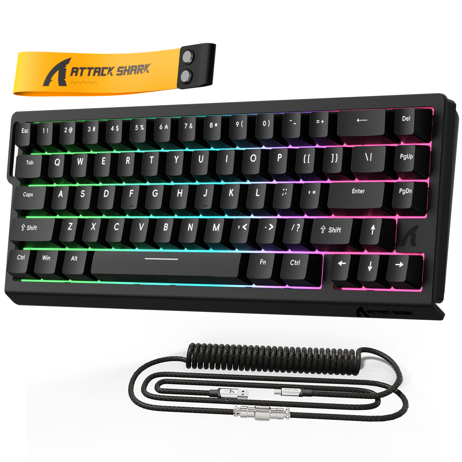 ATTACK SHARK X68 HE 빠른 트리거 키보드 마그네틱 스위치 및 C01PRO 코일 케이블 포함