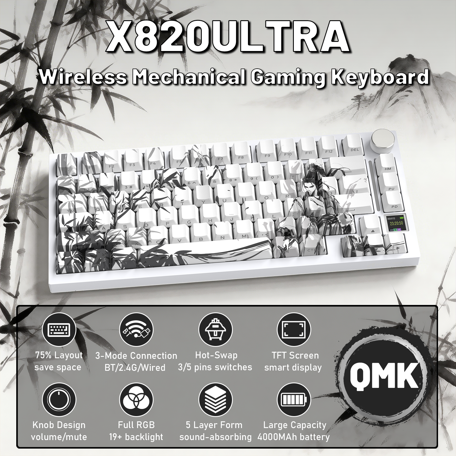 ATTACK SHARK X820ULTRA 기계식 키보드 C01ULTRA 코일 케이블 포함