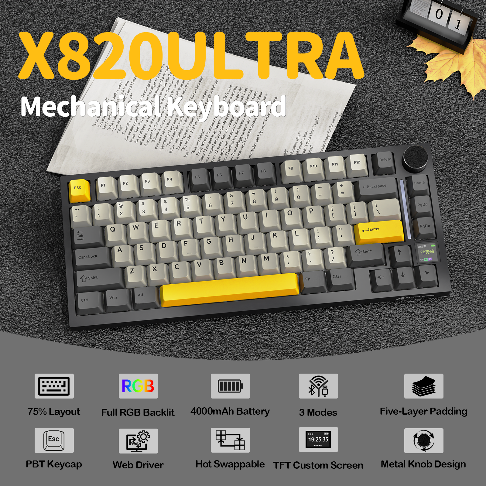 ATTACK SHARK X820Ultra 트라이모드 개스킷 기계식 키보드