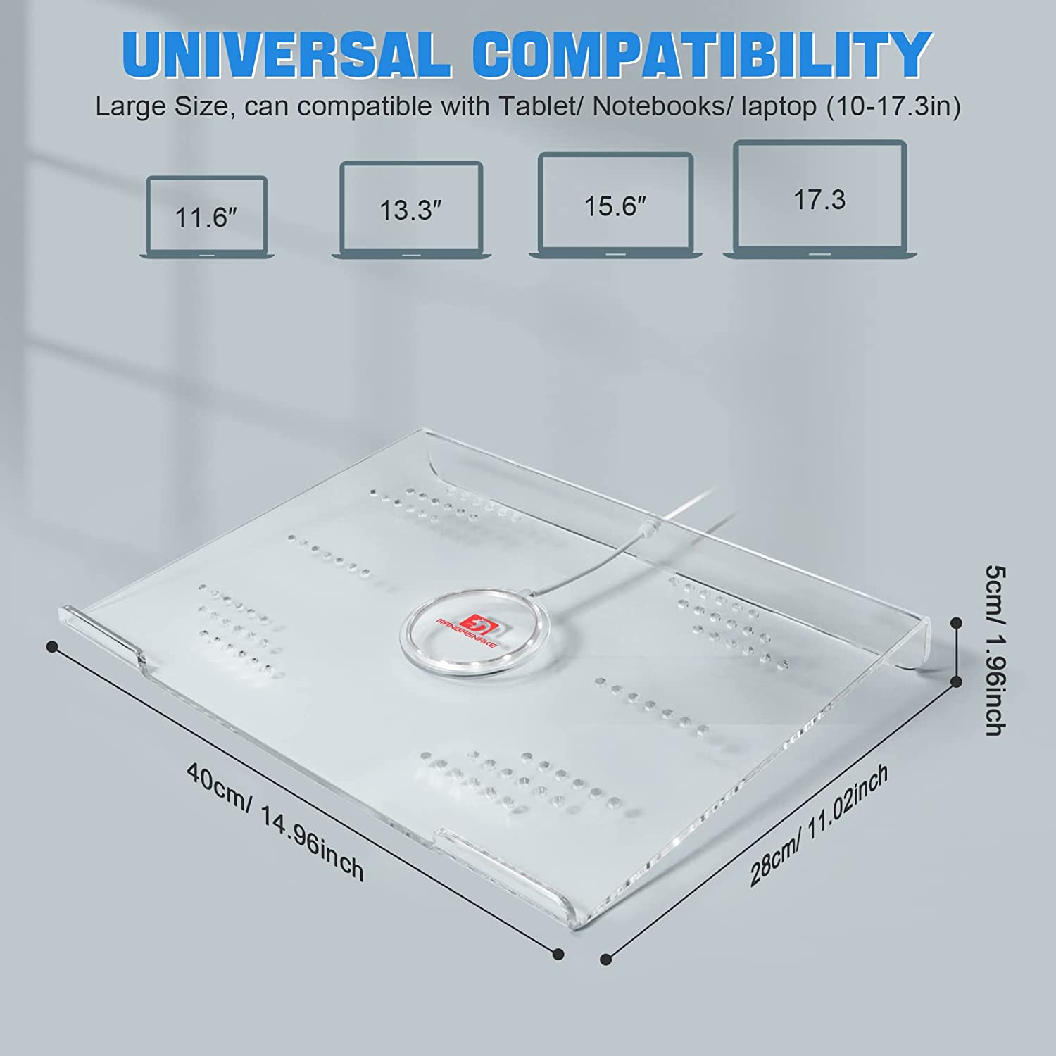 Attack Shark Mambasnake clear acrylic laptop riser, compatible with 10-17.3in devices.