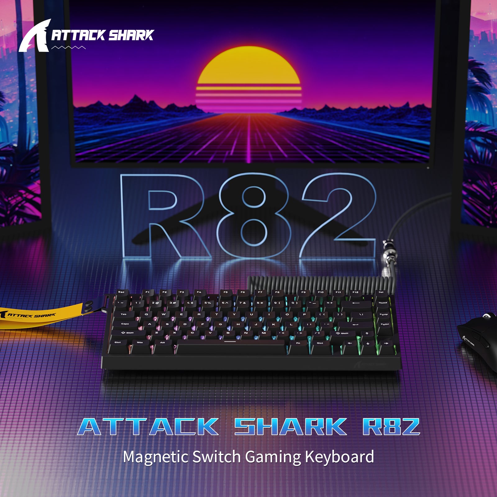 ATTACK SHARK R82 HE 유선 75% 게이밍 키보드 C01ULTRA LED 케이블 포함