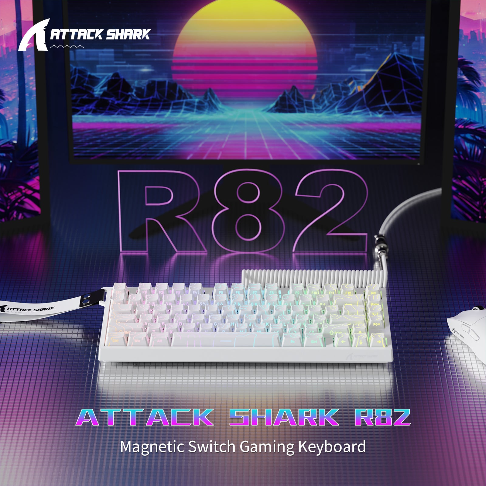 ATTACK SHARK R82 HE 유선 75% 게이밍 키보드 C01ULTRA LED 케이블 포함