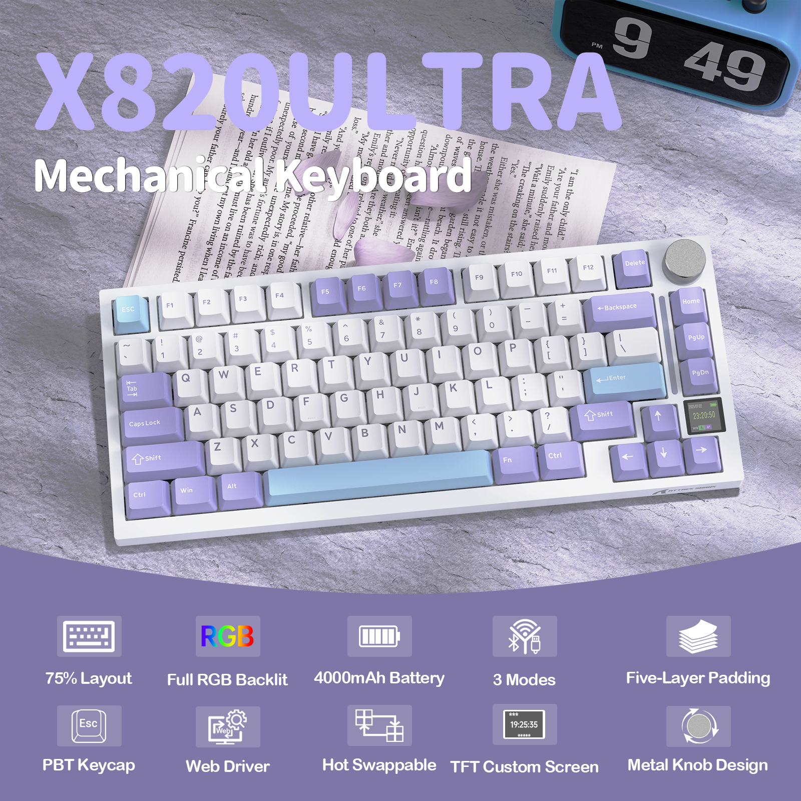 ATTACK SHARK X820Ultra 트라이모드 개스킷 기계식 키보드