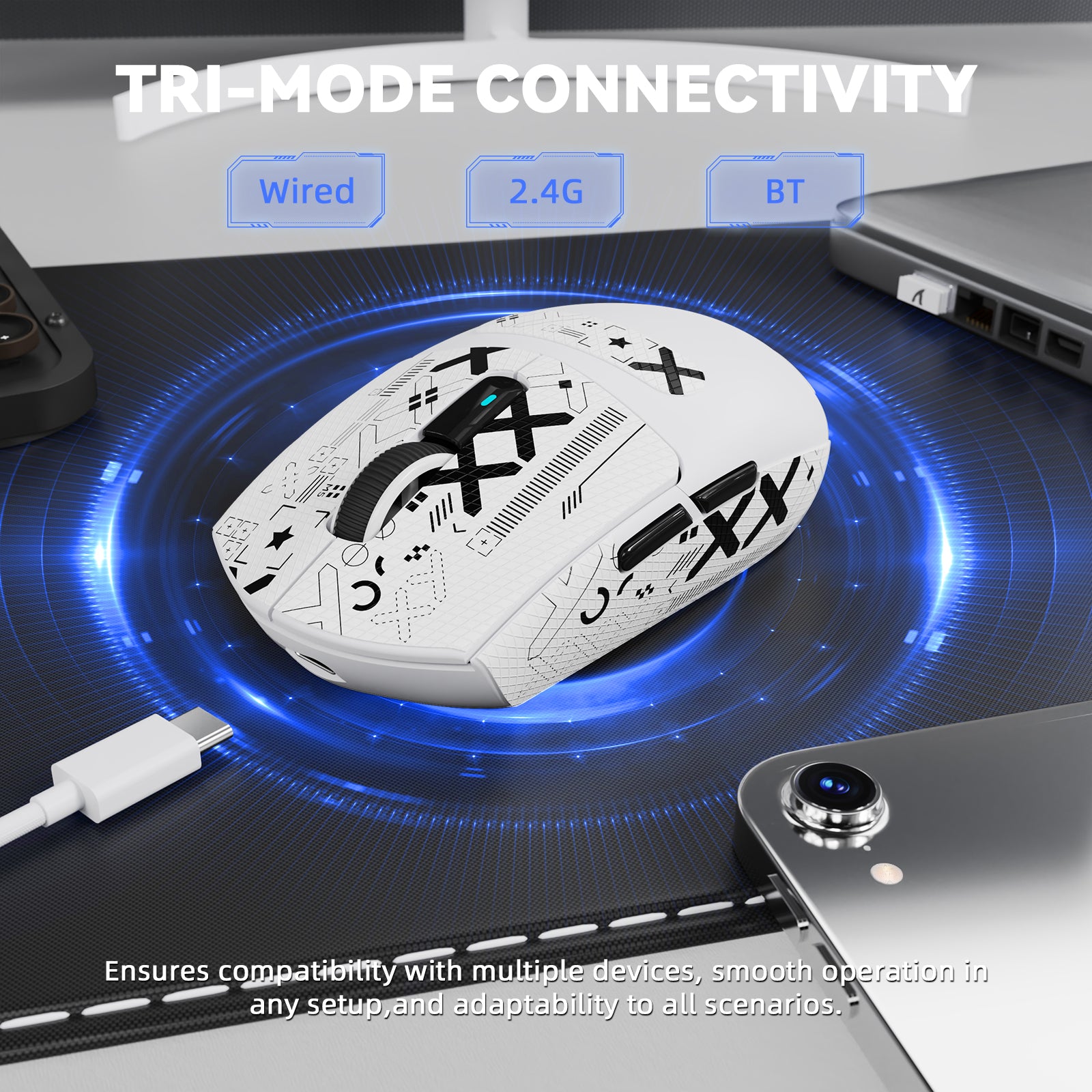 ATTACK SHARK G3PRO 25000DPI 초경량 3 모드 무선 게이밍 마우스(충전 도크 포함)