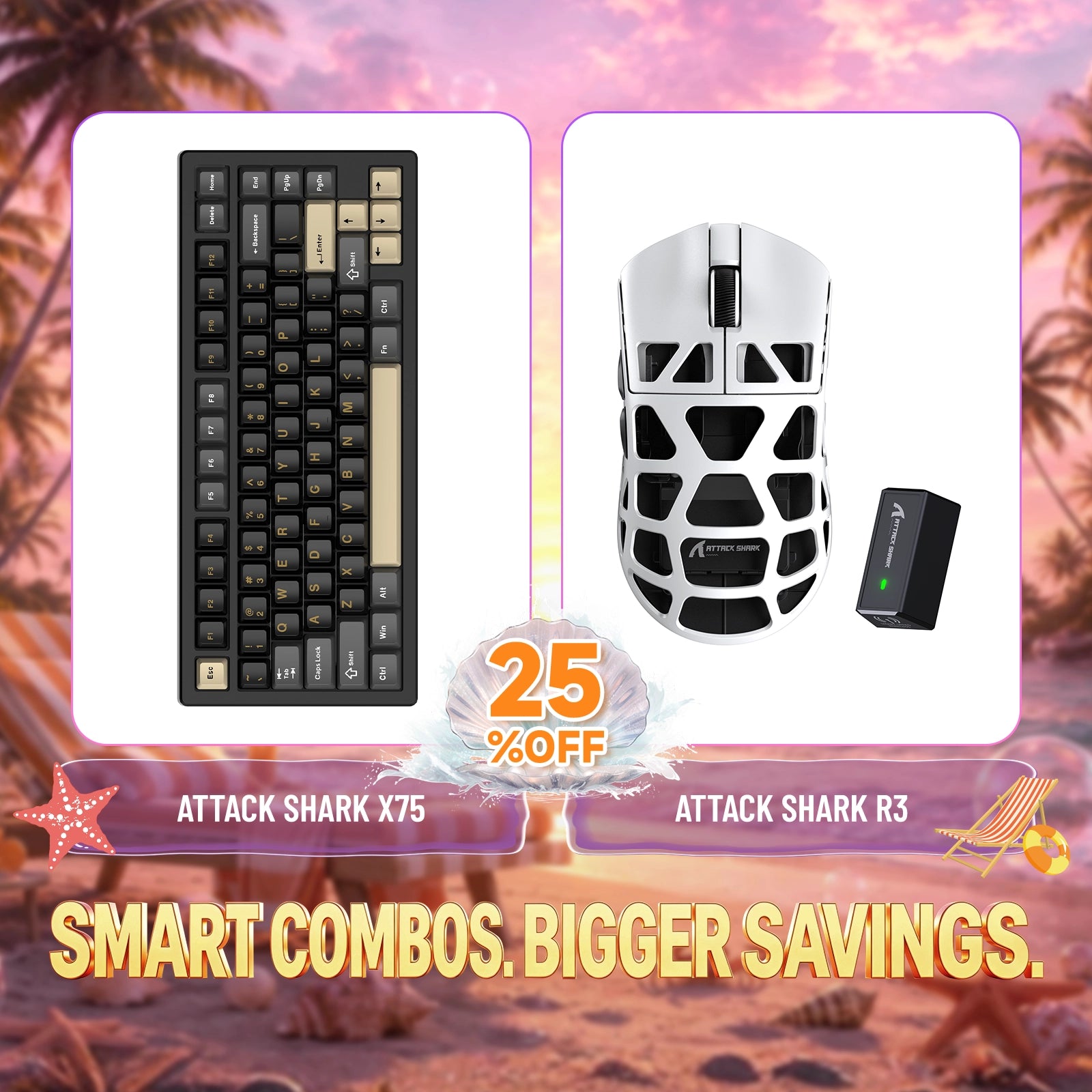 ATTACK SHARK X75 풀 알루미늄 키보드 + R3 마그네슘 합금 게이밍 마우스 번들