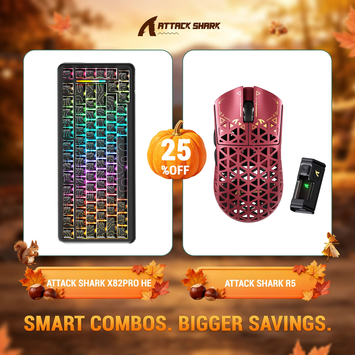 ATTACK SHARK X82 PRO HE 래피드 트리거 키보드 + R5 카본 파이버 무선 게이밍 마우스 번들