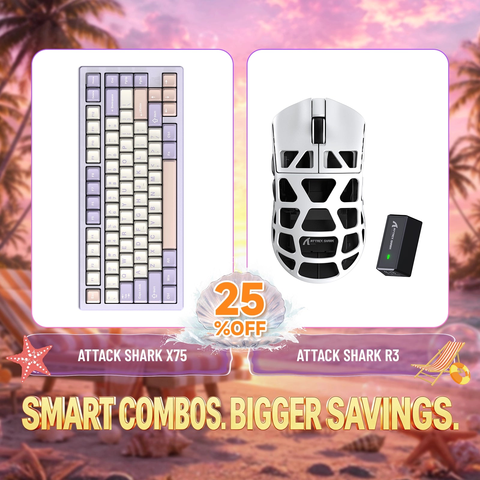 ATTACK SHARK X75 풀 알루미늄 키보드 + R3 마그네슘 합금 게이밍 마우스 번들