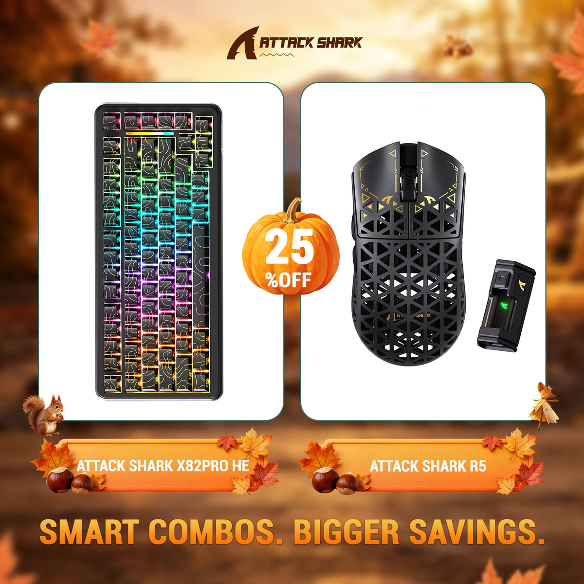 ATTACK SHARK X82 PRO HE 래피드 트리거 키보드 + R5 카본 파이버 무선 게이밍 마우스 번들