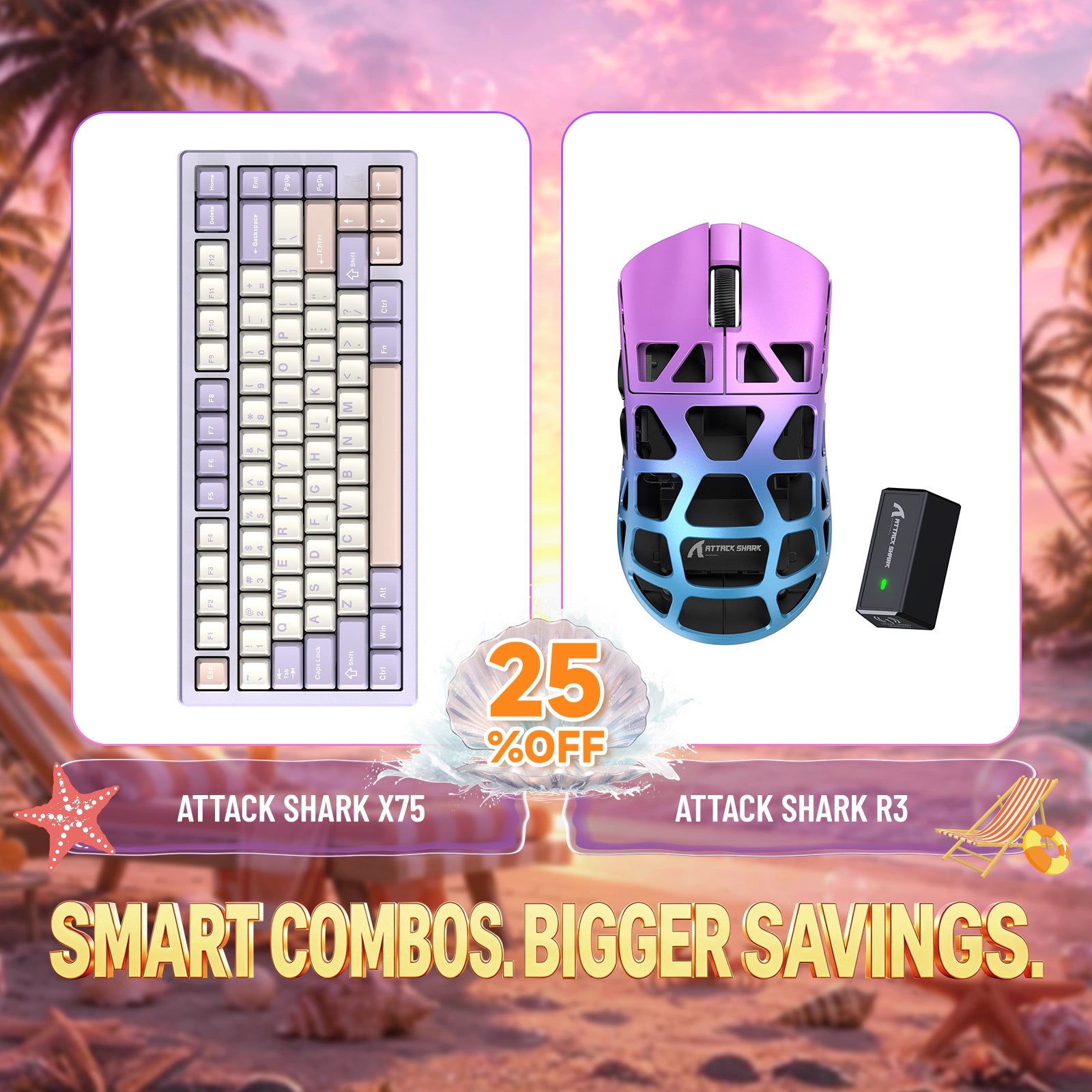 ATTACK SHARK X75 풀 알루미늄 키보드 + R3 마그네슘 합금 게이밍 마우스 번들