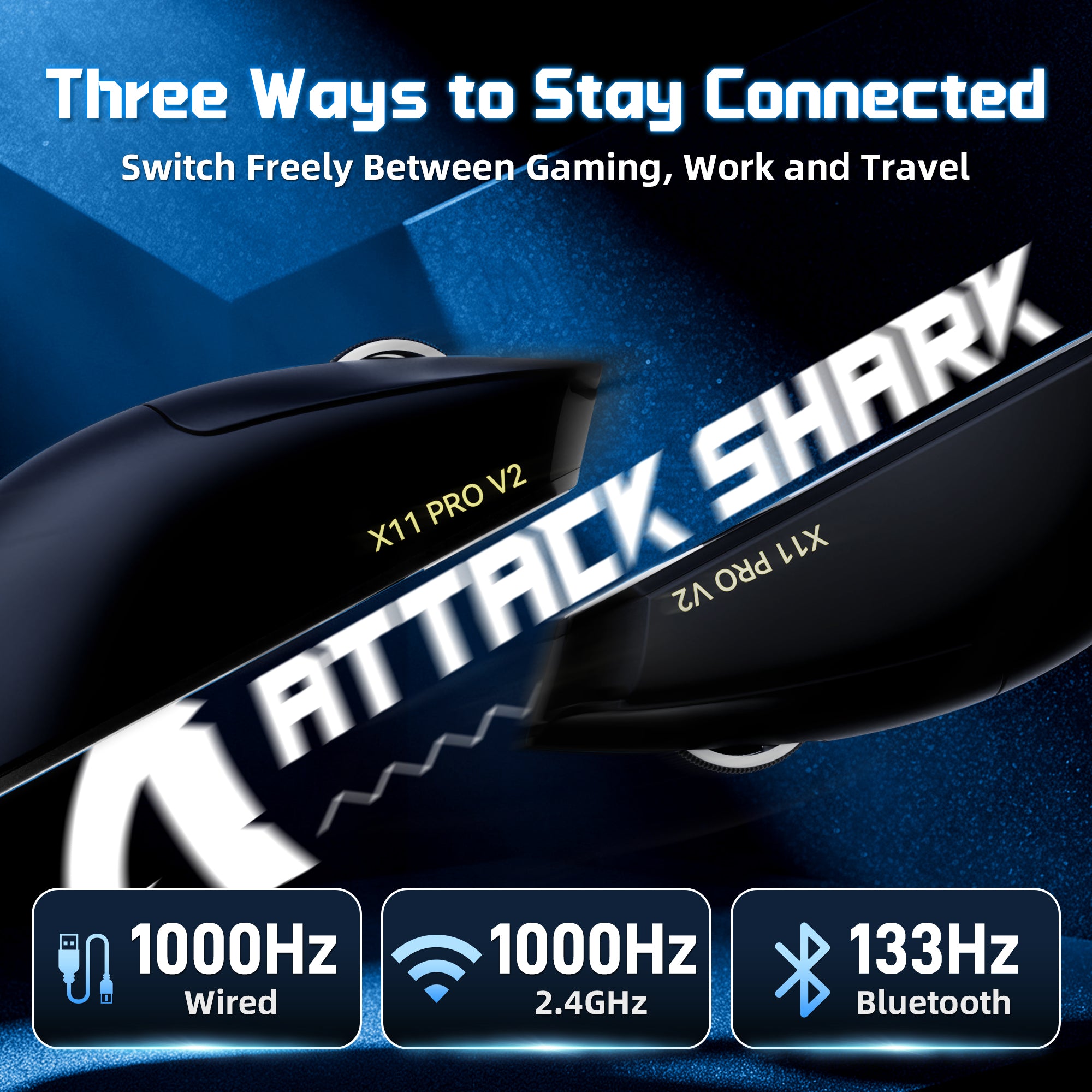 ATTACK SHARK X11 PRO V2 무선 게이밍 마우스 TFT 디스플레이 충전 도크 포함