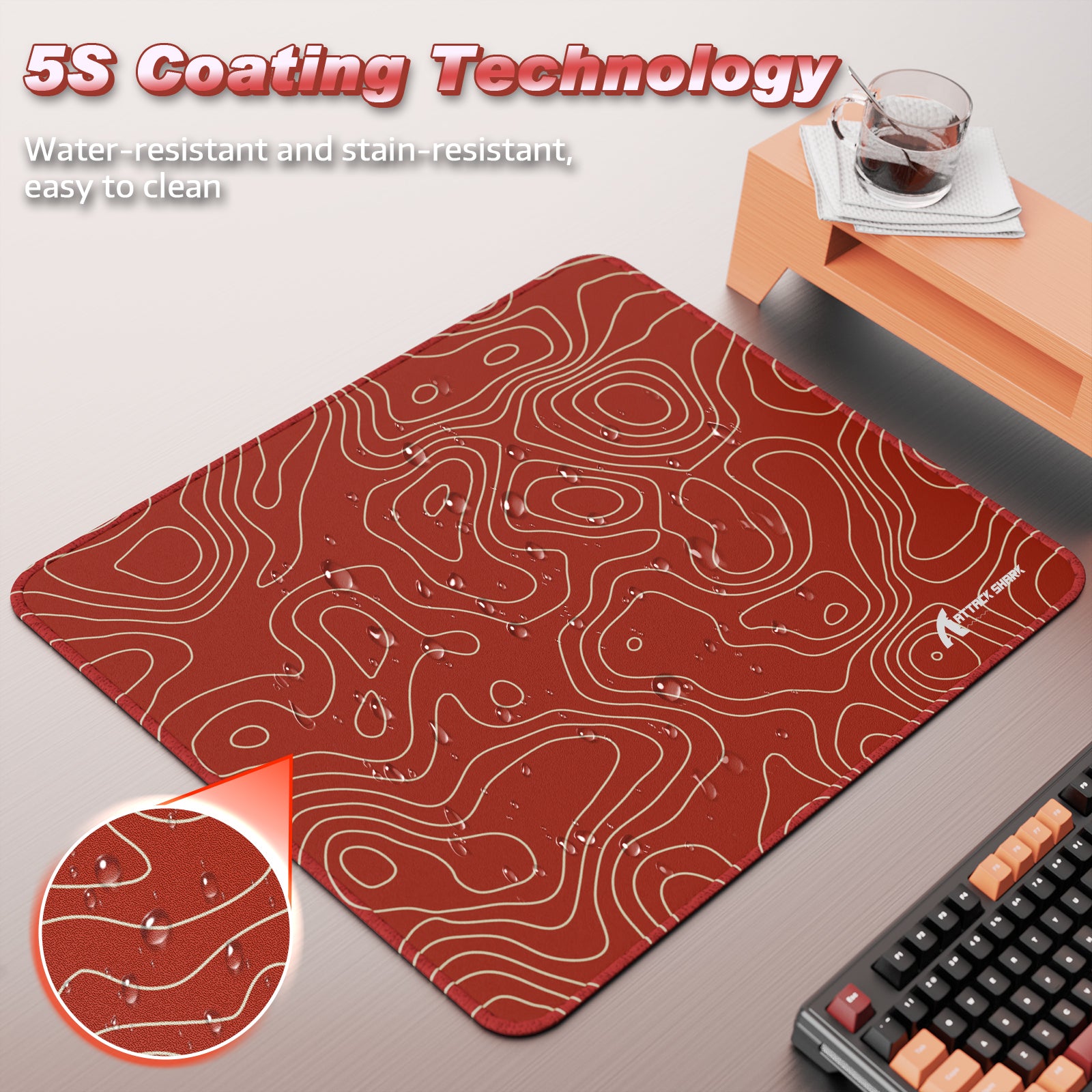 ATTACK SHARK CM02 e스포츠 게이밍 마우스패드 (450x400x4 mm)