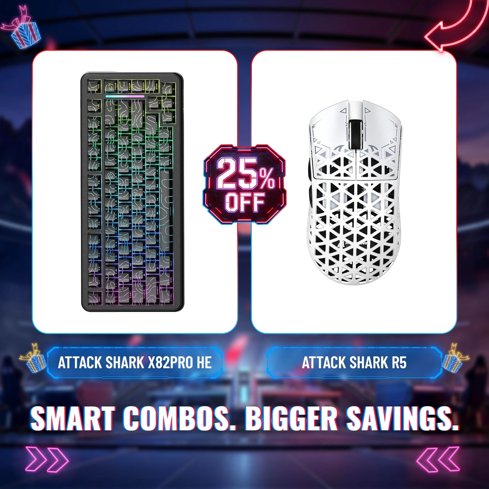 어택 상어 X82프로 HE 래피드 트리거 키보드 + R5 카본 파이버 무선 게이밍 마우스 번들