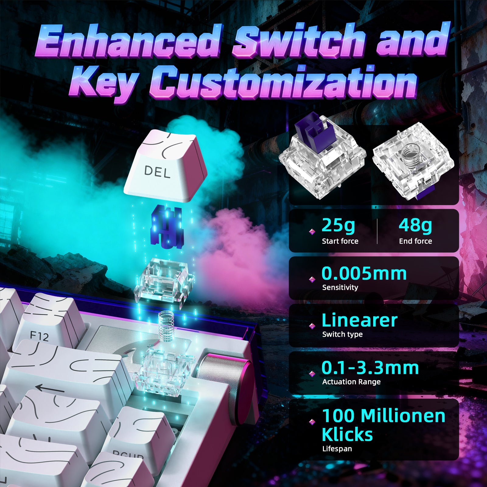 ATTACK SHARK R85 HE 래피드 트리거 키보드 C01ULTRA LED 케이블 포함