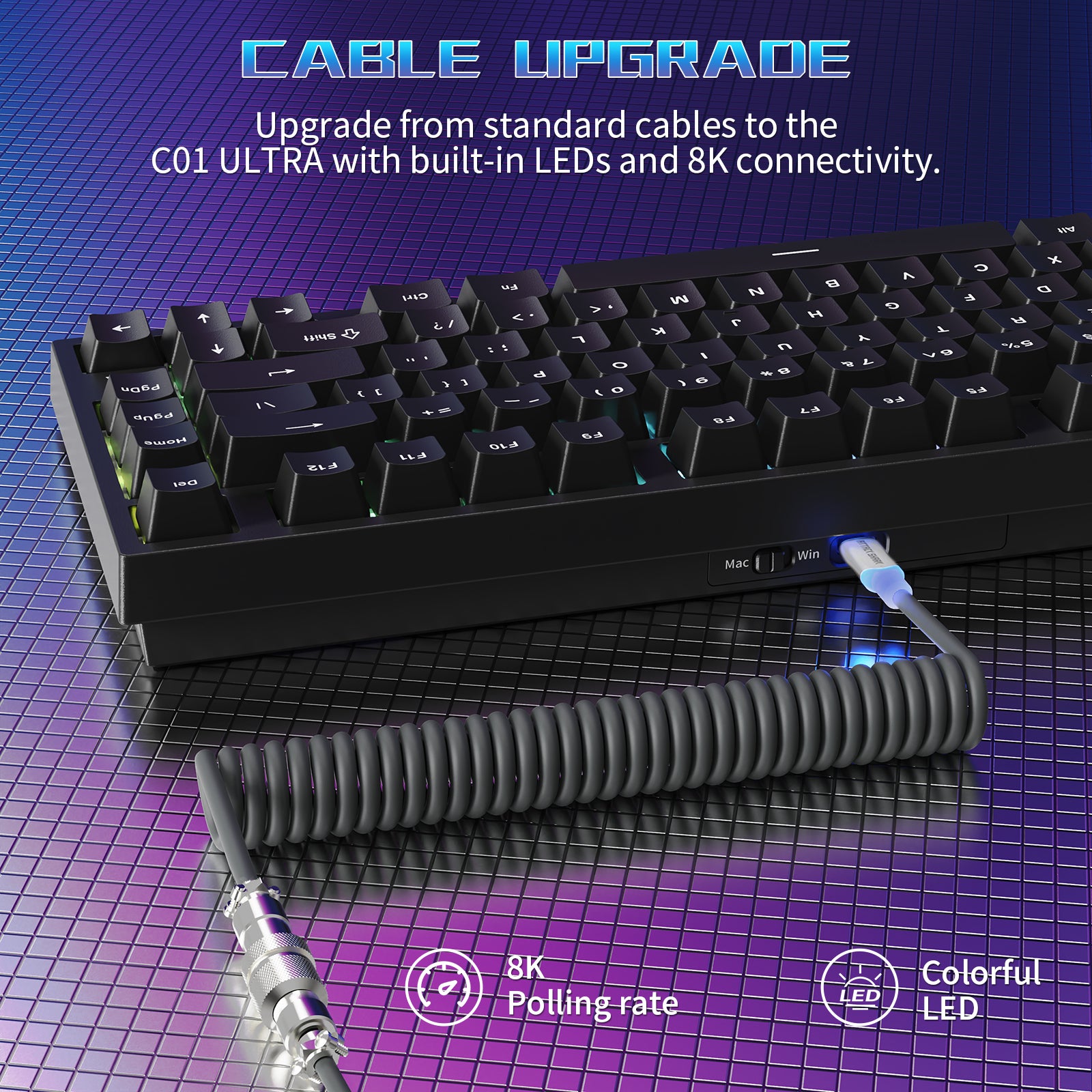 ATTACK SHARK R82 HE 유선 75% 게이밍 키보드 C01ULTRA LED 케이블 포함