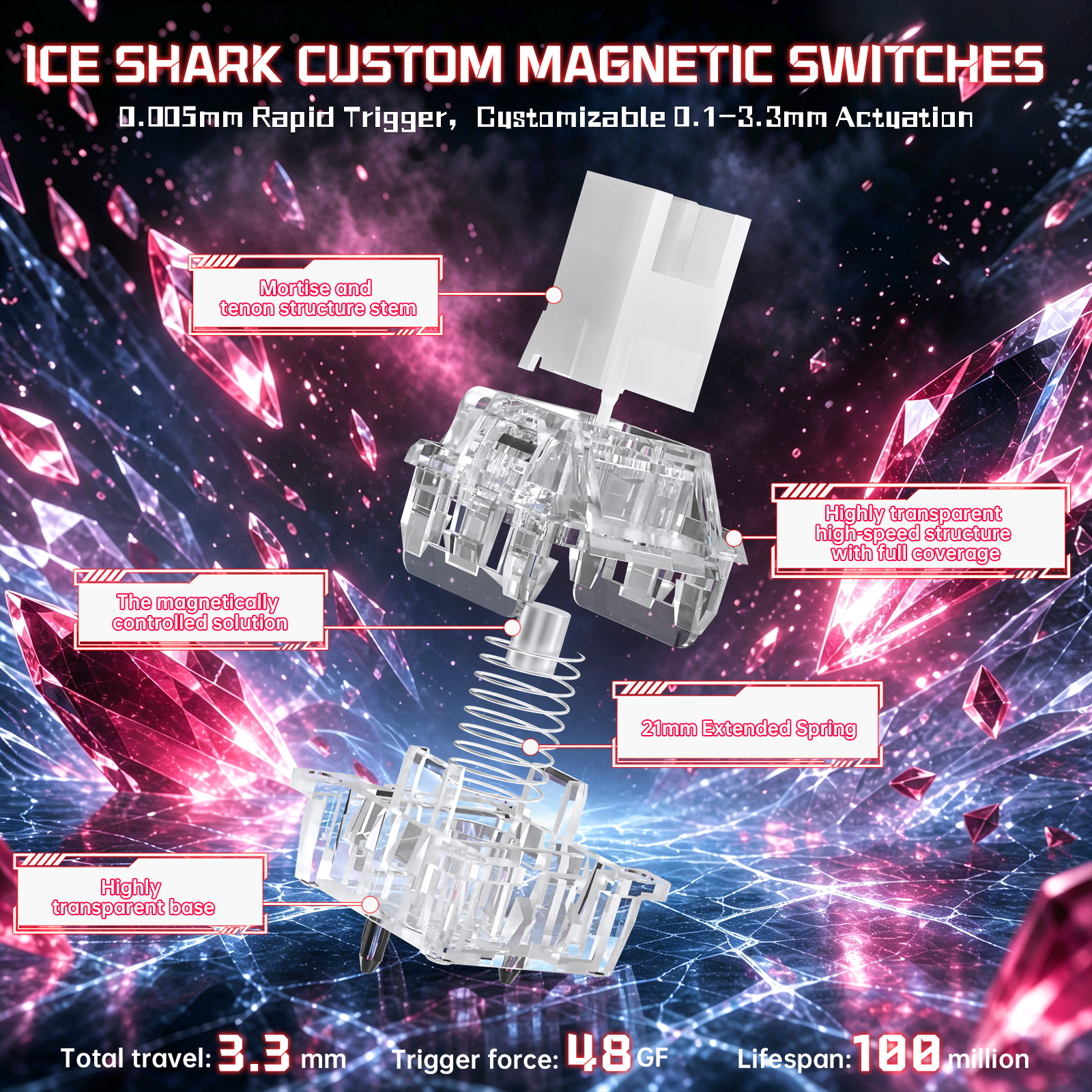 ATTACK SHARK R98 HE 카본 파이버 유선 빠른 트리거 마그네틱 스위치 키보드 C01 Ultra RGB 코일 케이블 포함