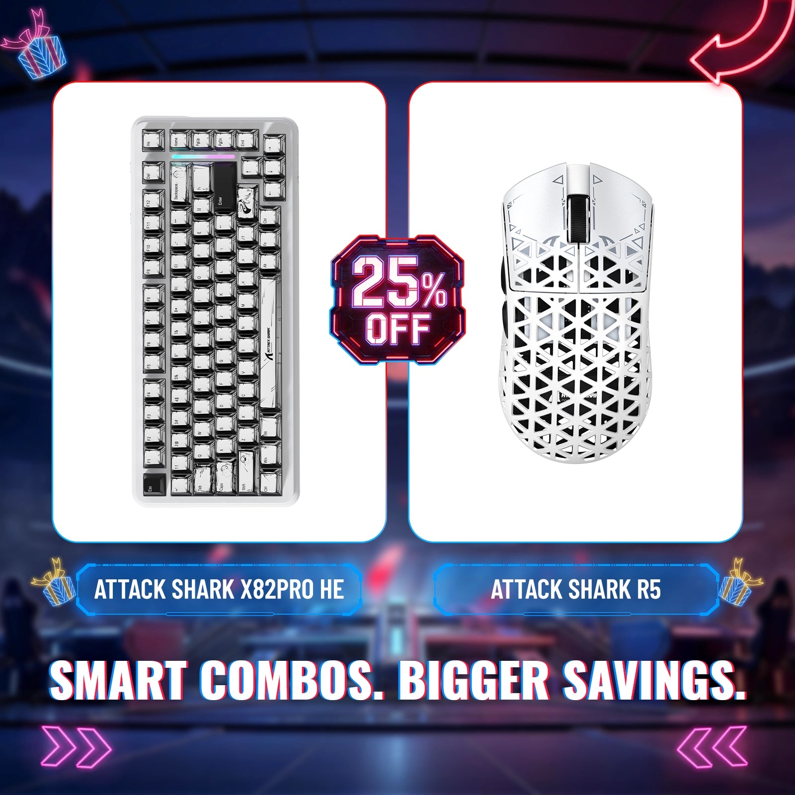 어택 상어 X82프로 HE 래피드 트리거 키보드 + R5 카본 파이버 무선 게이밍 마우스 번들