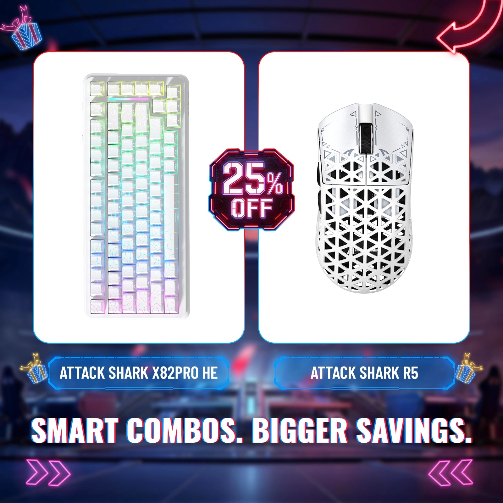 어택 상어 X82프로 HE 래피드 트리거 키보드 + R5 카본 파이버 무선 게이밍 마우스 번들
