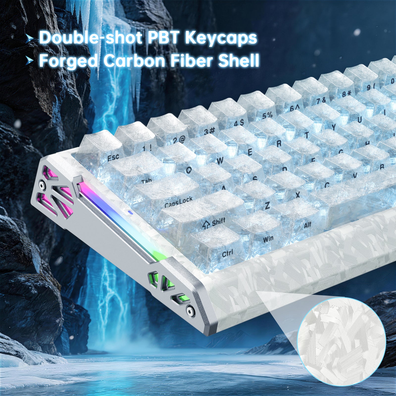 ATTACK SHARK R68 HE 카본 파이버 유선 래피드 트리거 마그네틱 스위치 키보드 C01 Ultra RGB 코일 케이블 포함