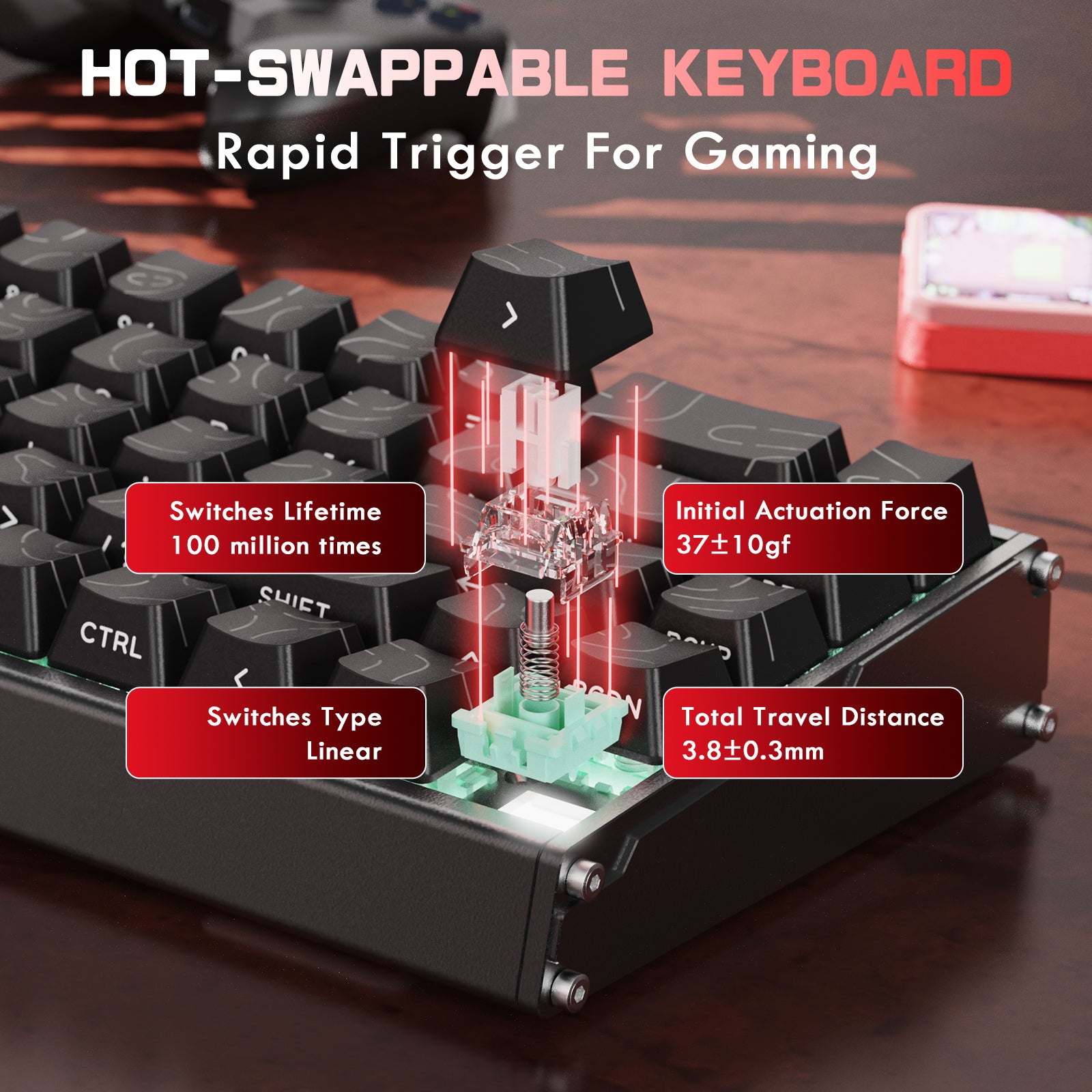 ATTACK SHARK X68MAX HE 래피드 트리거 CNC 알루미늄 키보드 마그네틱 스위치 C01Ultra RGB 코일 케이블 포함