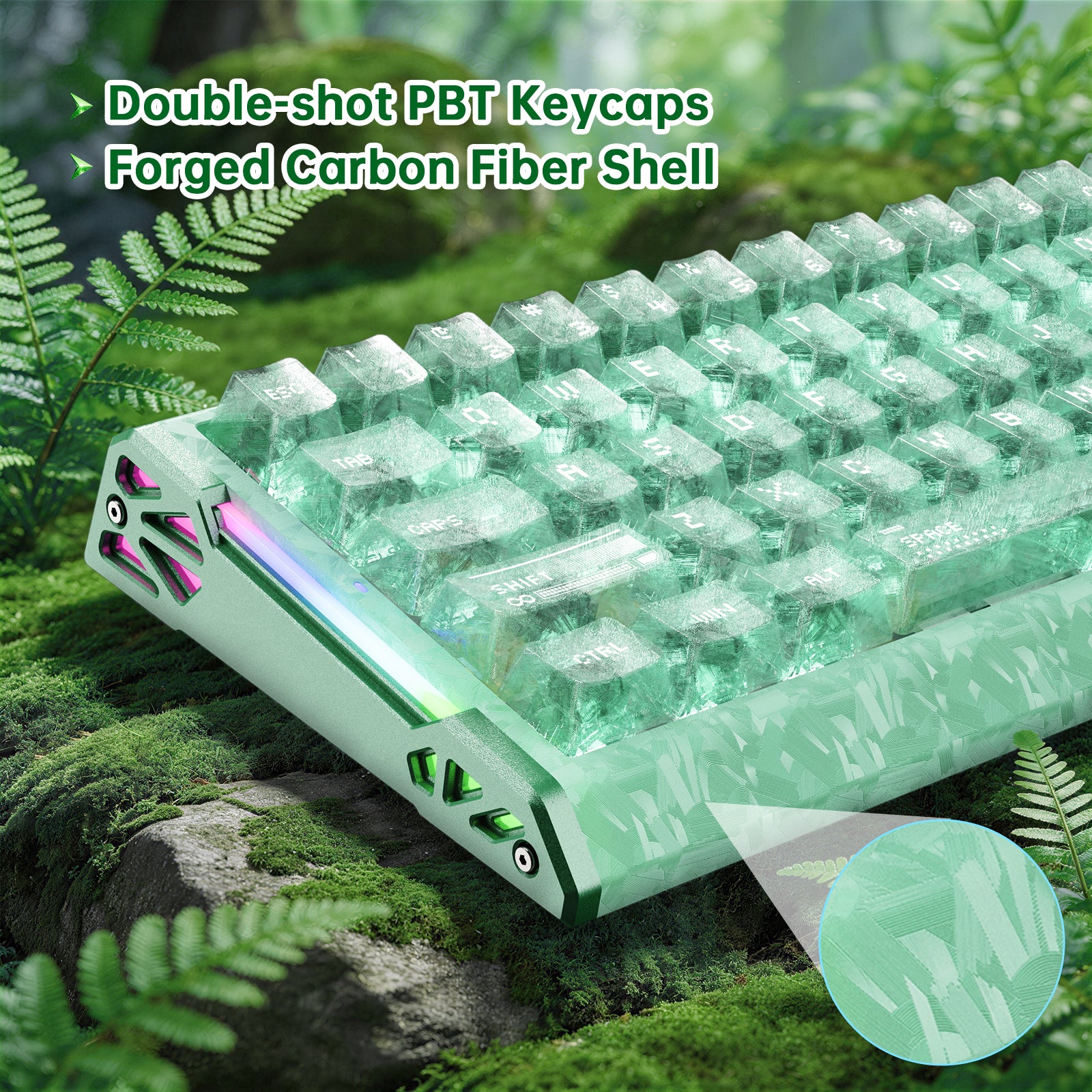 ATTACK SHARK R68 HE 카본 파이버 유선 래피드 트리거 마그네틱 스위치 키보드 C01 Ultra RGB 코일 케이블 포함