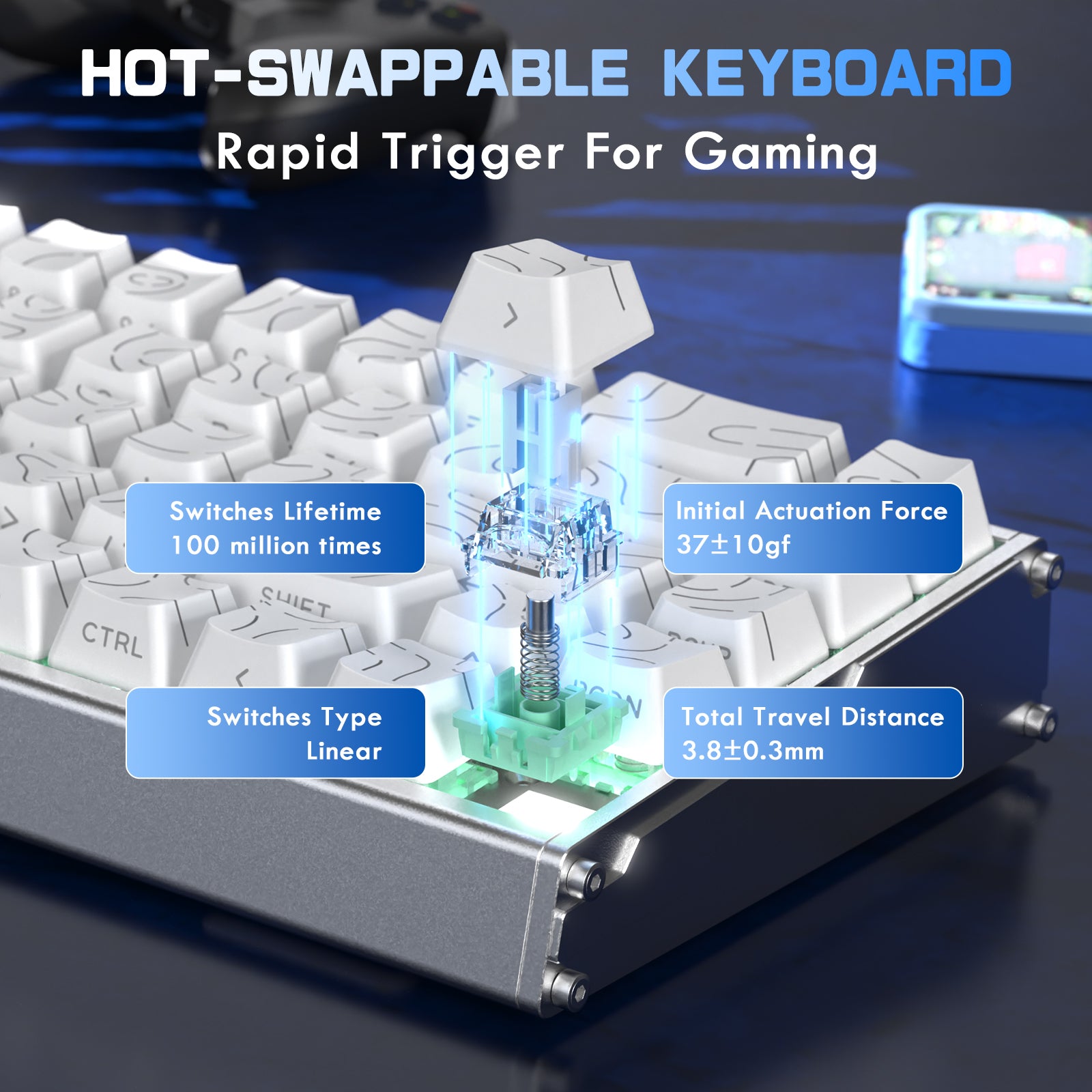 ATTACK SHARK X68MAX HE 래피드 트리거 CNC 알루미늄 키보드 마그네틱 스위치 C01Ultra RGB 코일 케이블 포함