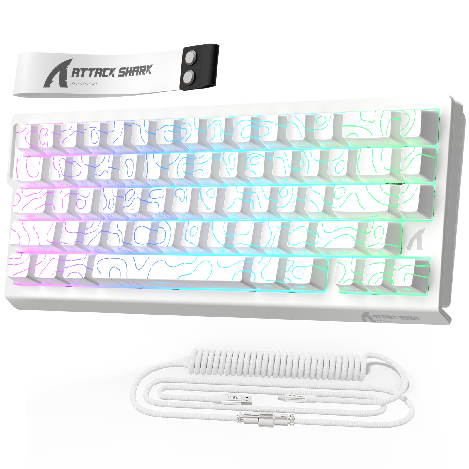 ATTACK SHARK X68 HE 빠른 트리거 키보드 마그네틱 스위치 및 C01PRO 코일 케이블 포함