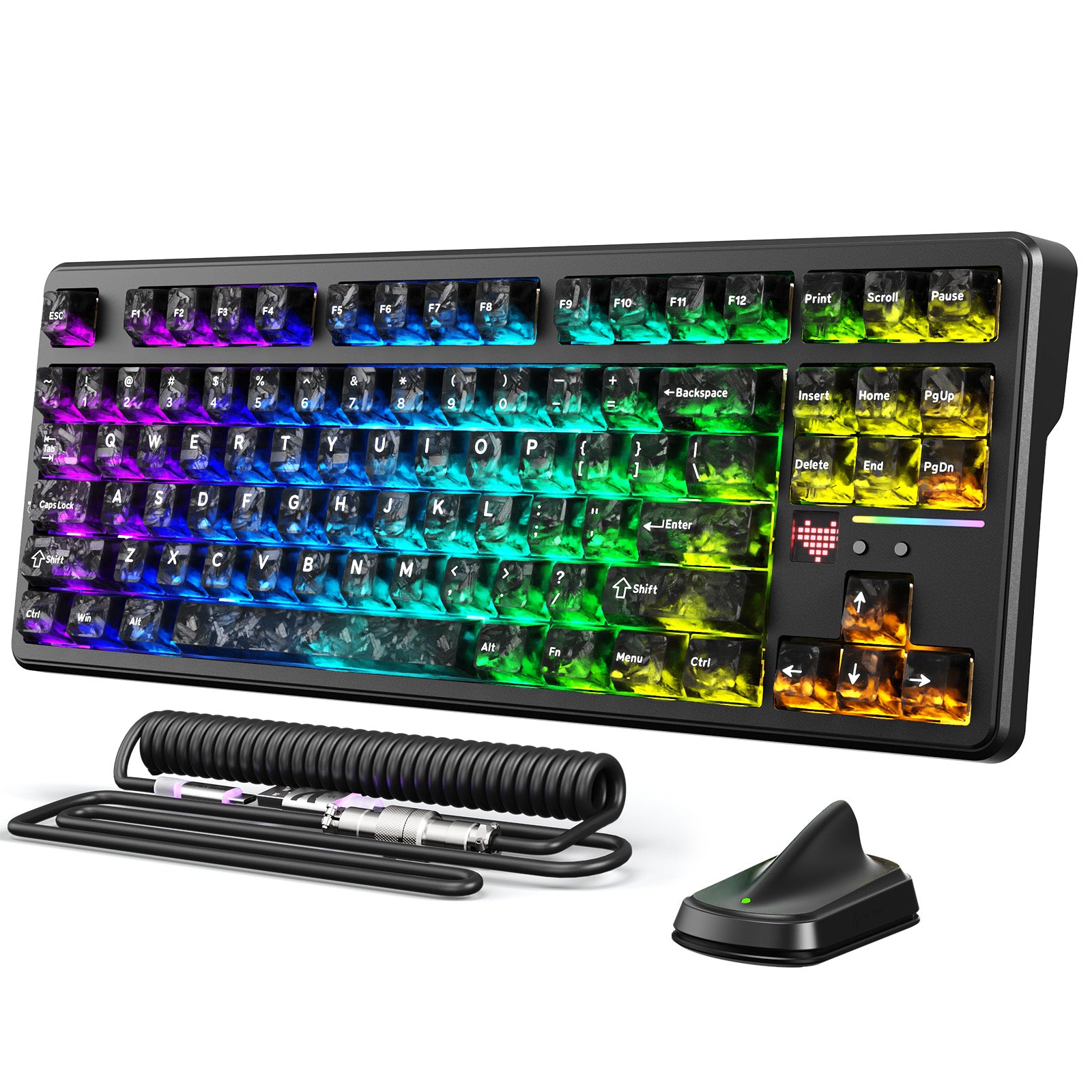 ATTACK SHARK X87 ULTRA 무선 게이밍 키보드 8KHz 수신기 및 RGB 코일 케이블 포함