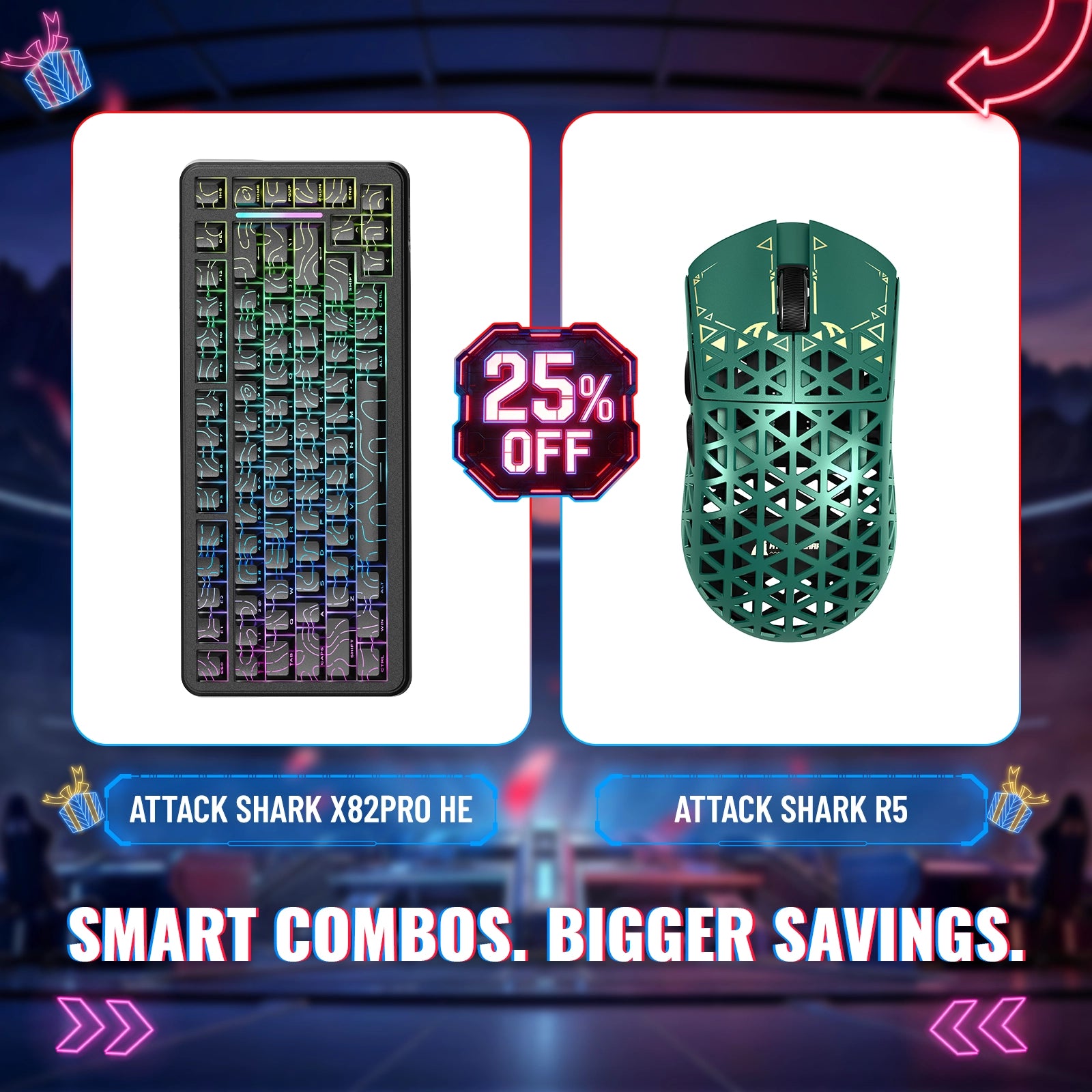 어택 상어 X82프로 HE 래피드 트리거 키보드 + R5 카본 파이버 무선 게이밍 마우스 번들
