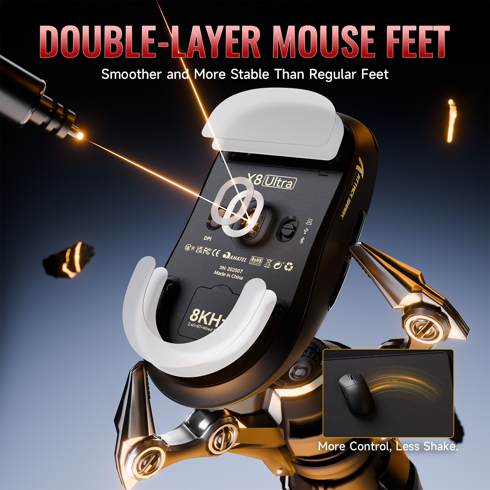 ATTACK SHARK X8 시리즈 트라이 모드 경량 무선 게이밍 마우스