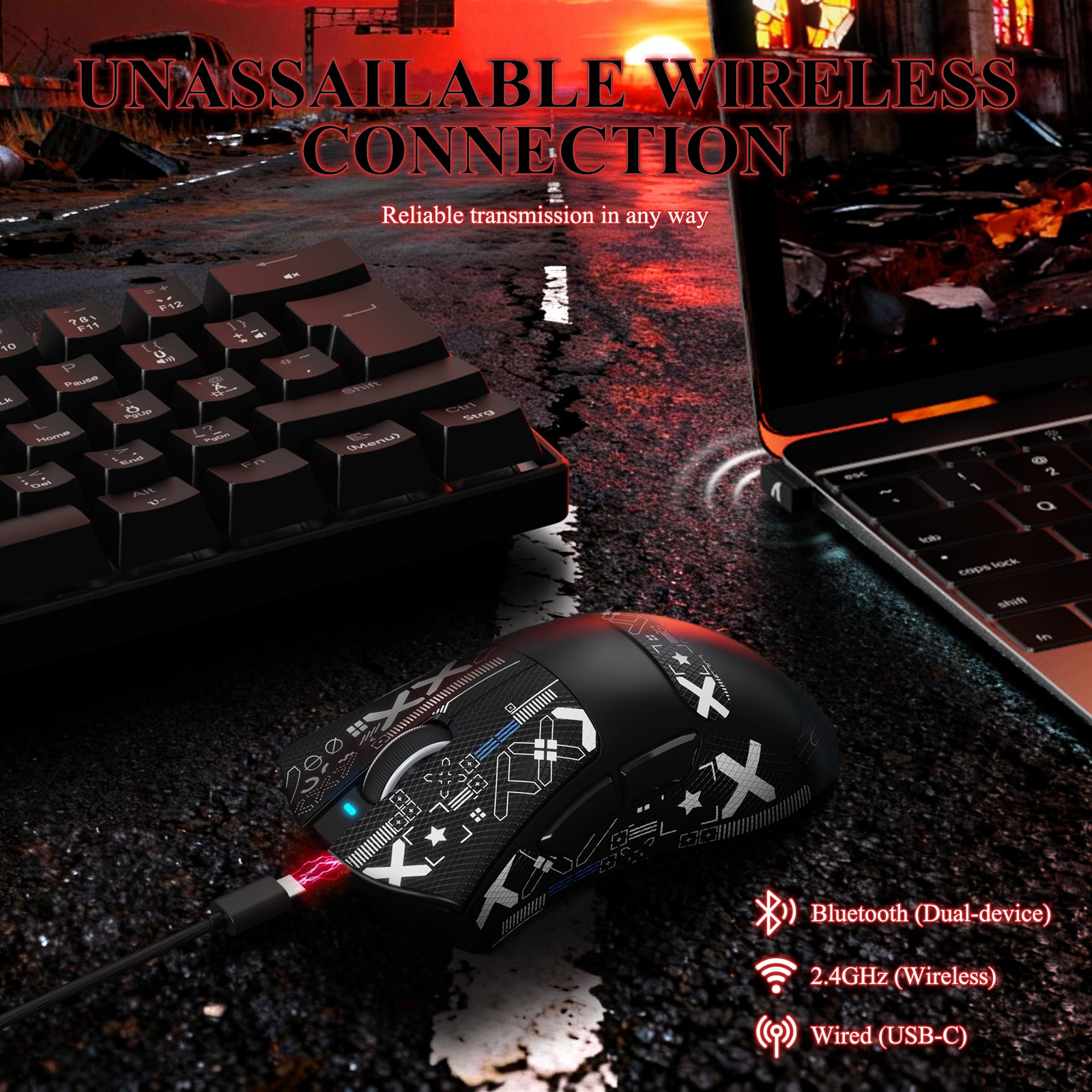 ATTACK SHARK V3PRO 초경량 트라이모드 게이밍 마우스 충전 도크 포함