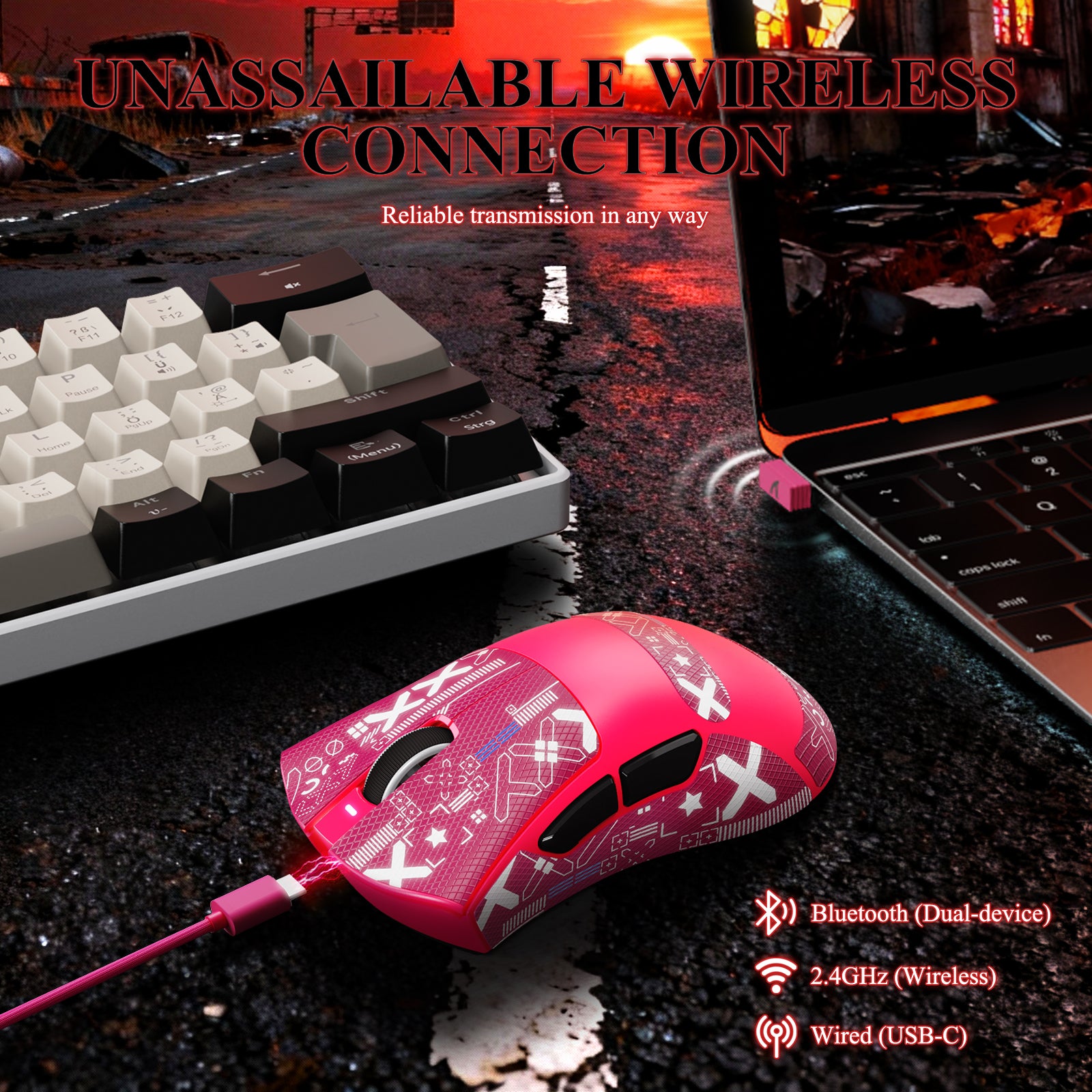 ATTACK SHARK V3PRO wireless gaming mouse on RGB magnetic charging dock