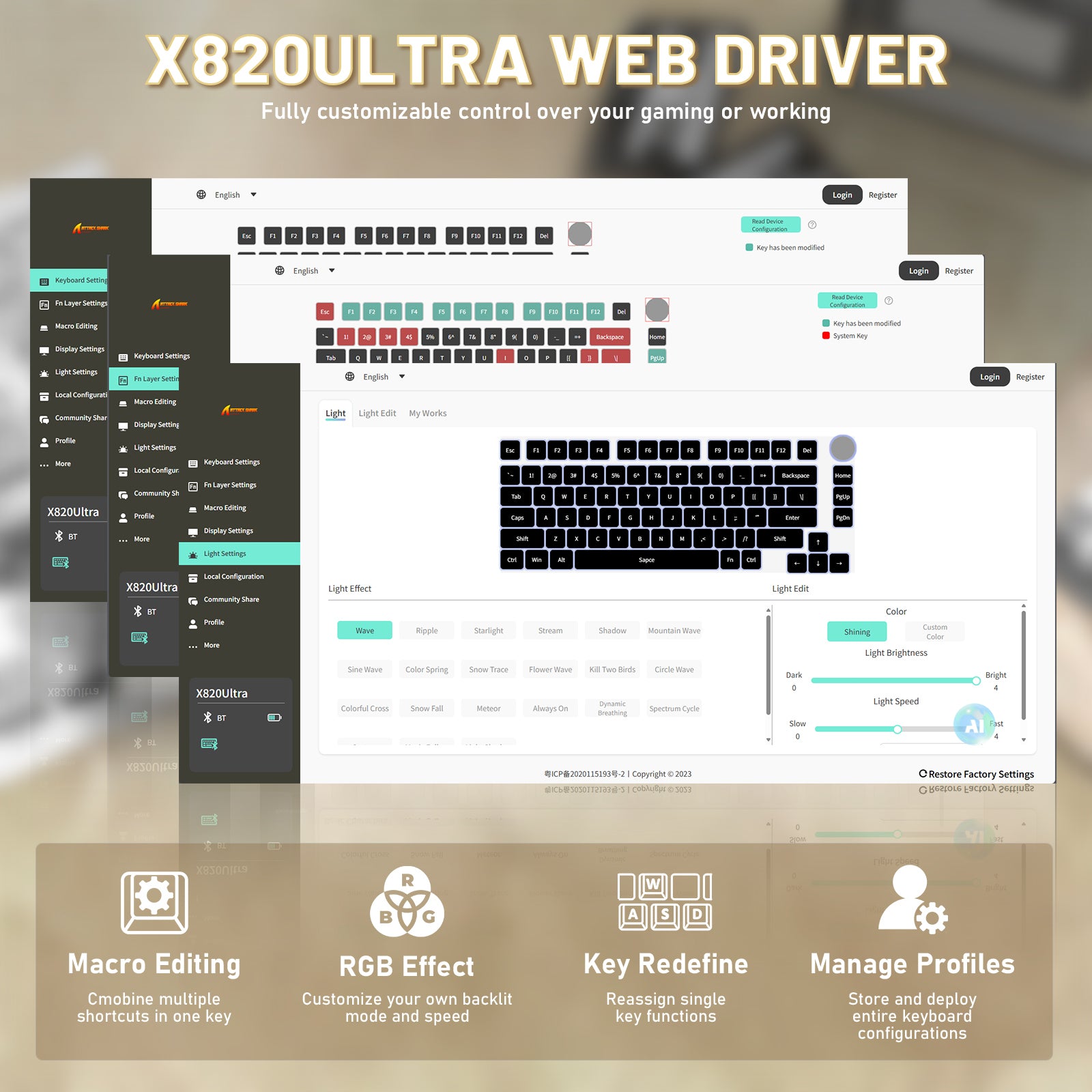 ATTACK SHARK X820ULTRA 기계식 키보드 C01ULTRA 코일 케이블 포함