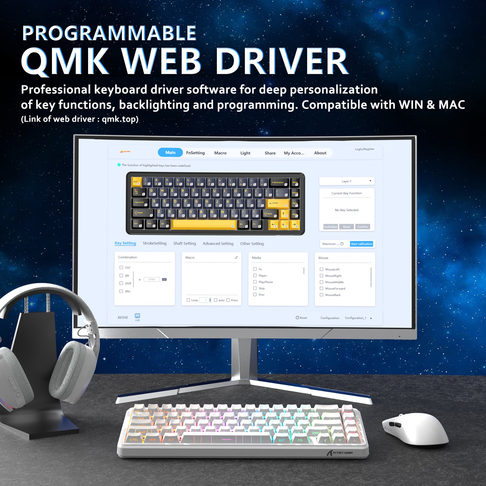 ATTACK SHARK X65 HE 마그네틱 스위치 래피드 트리거 키보드