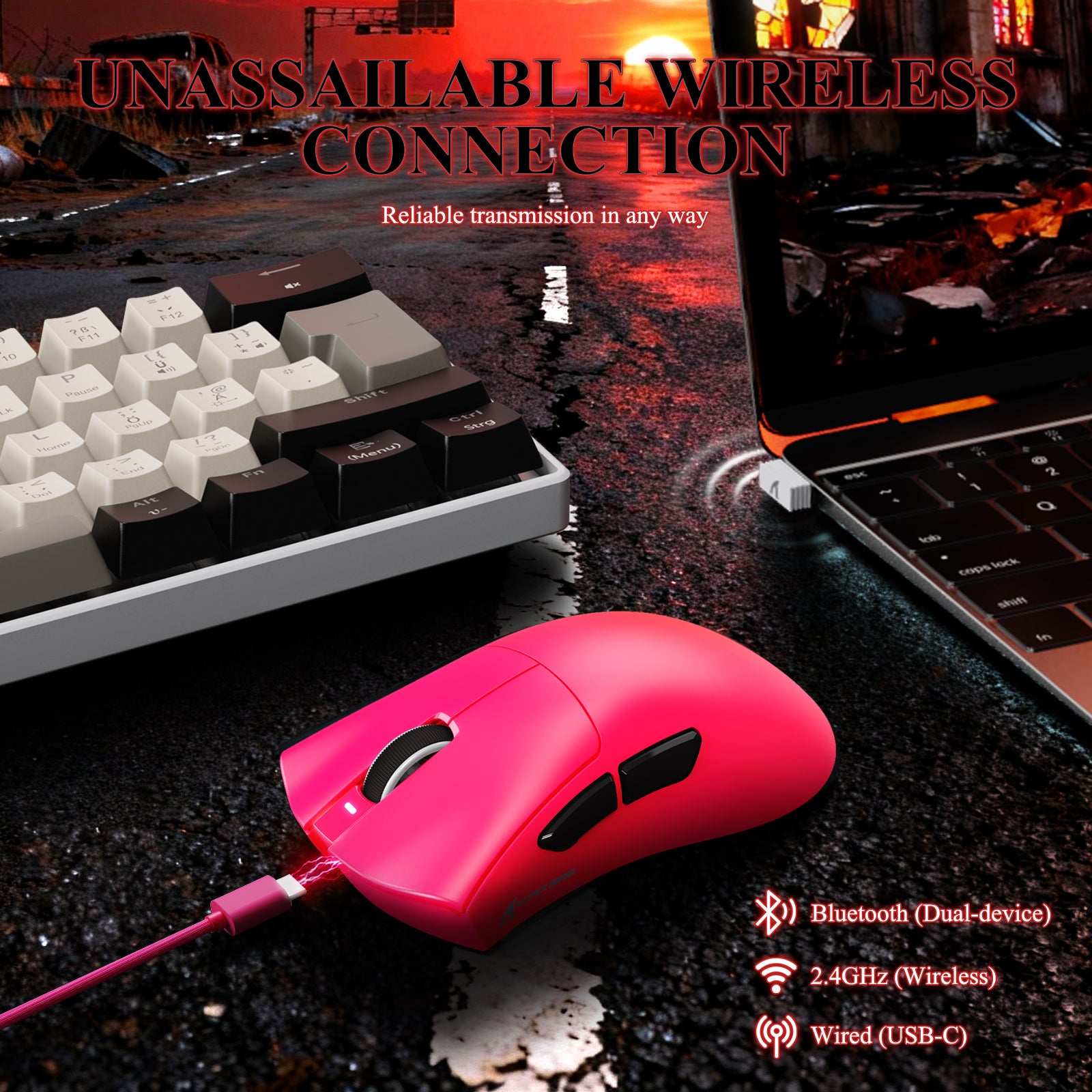 ATTACK SHARK V3PRO 초경량 트라이모드 게이밍 마우스 충전 도크 포함