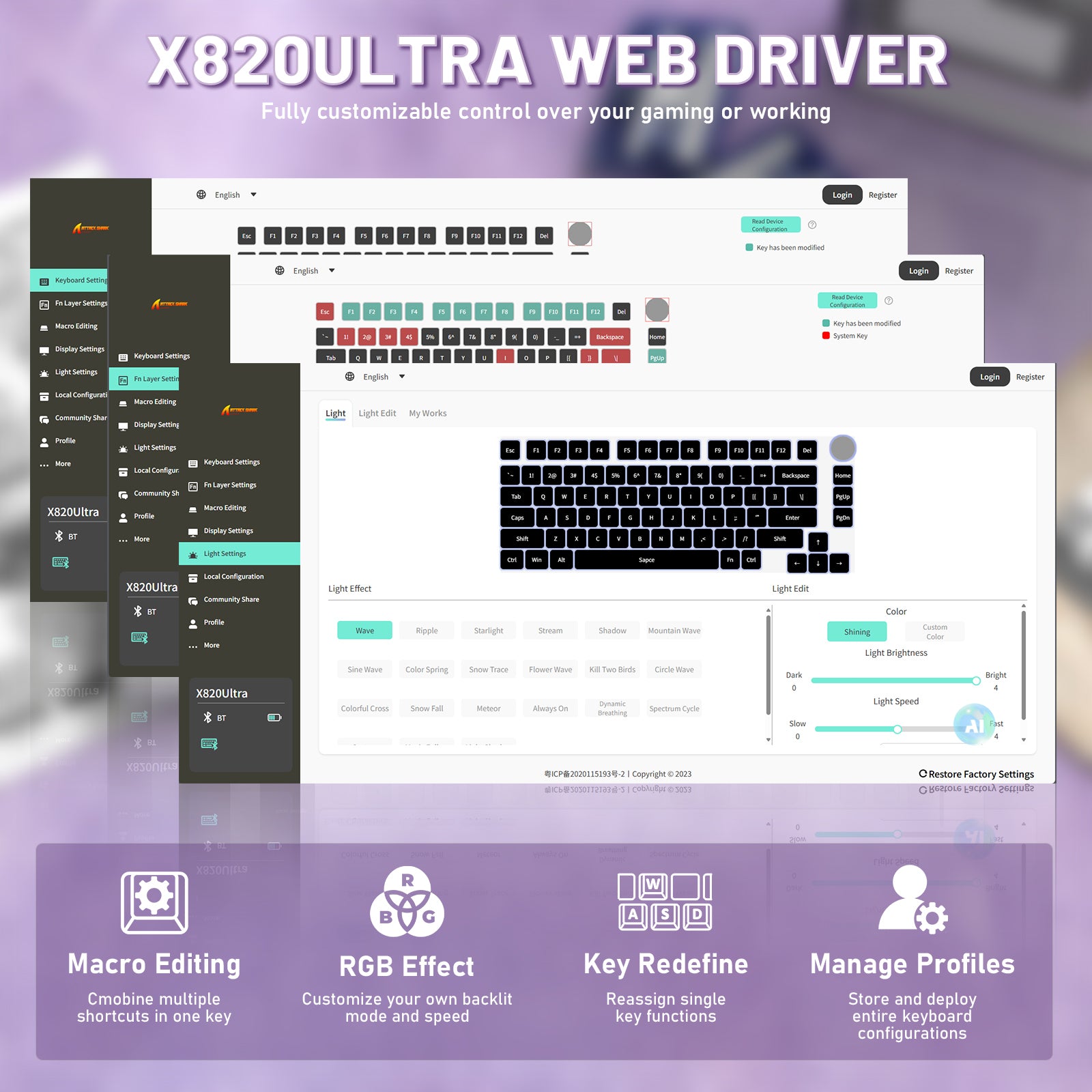 ATTACK SHARK X820ULTRA 기계식 키보드 C01ULTRA 코일 케이블 포함