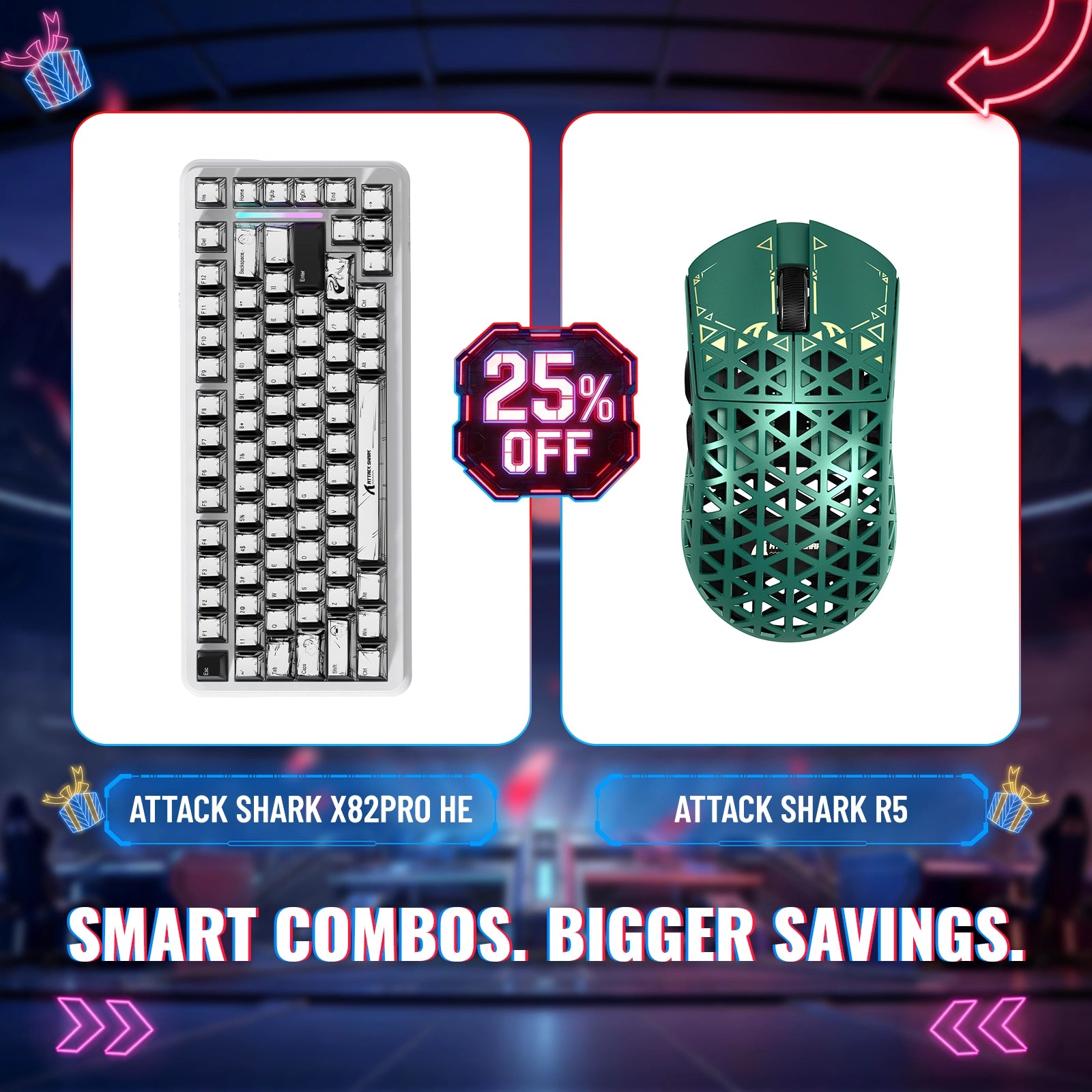어택 상어 X82프로 HE 래피드 트리거 키보드 + R5 카본 파이버 무선 게이밍 마우스 번들