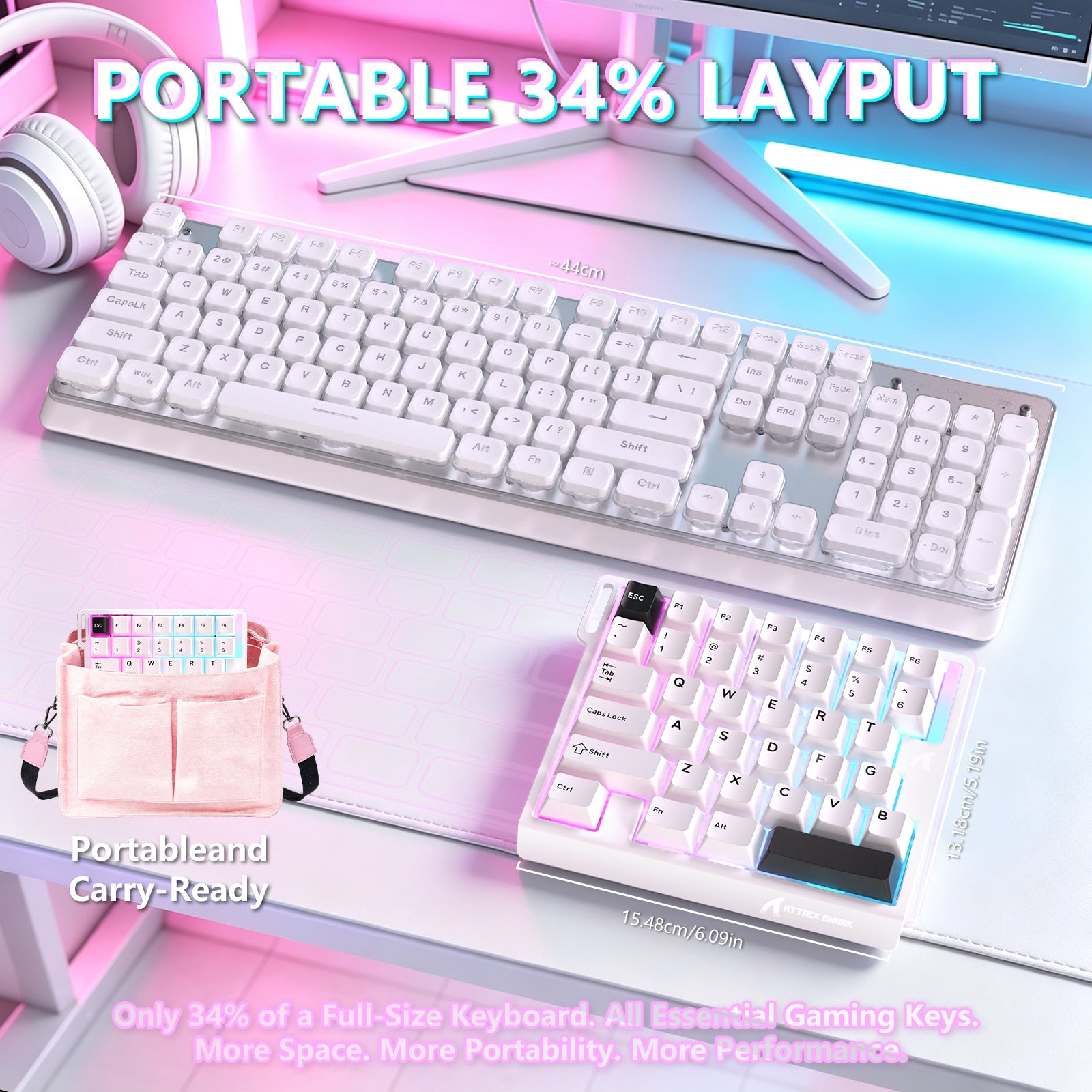 ATTACK SHARK M36 HE 한손용 마그네틱 스위치 키보드 & C01 ULTRA LED 조종사 케이블