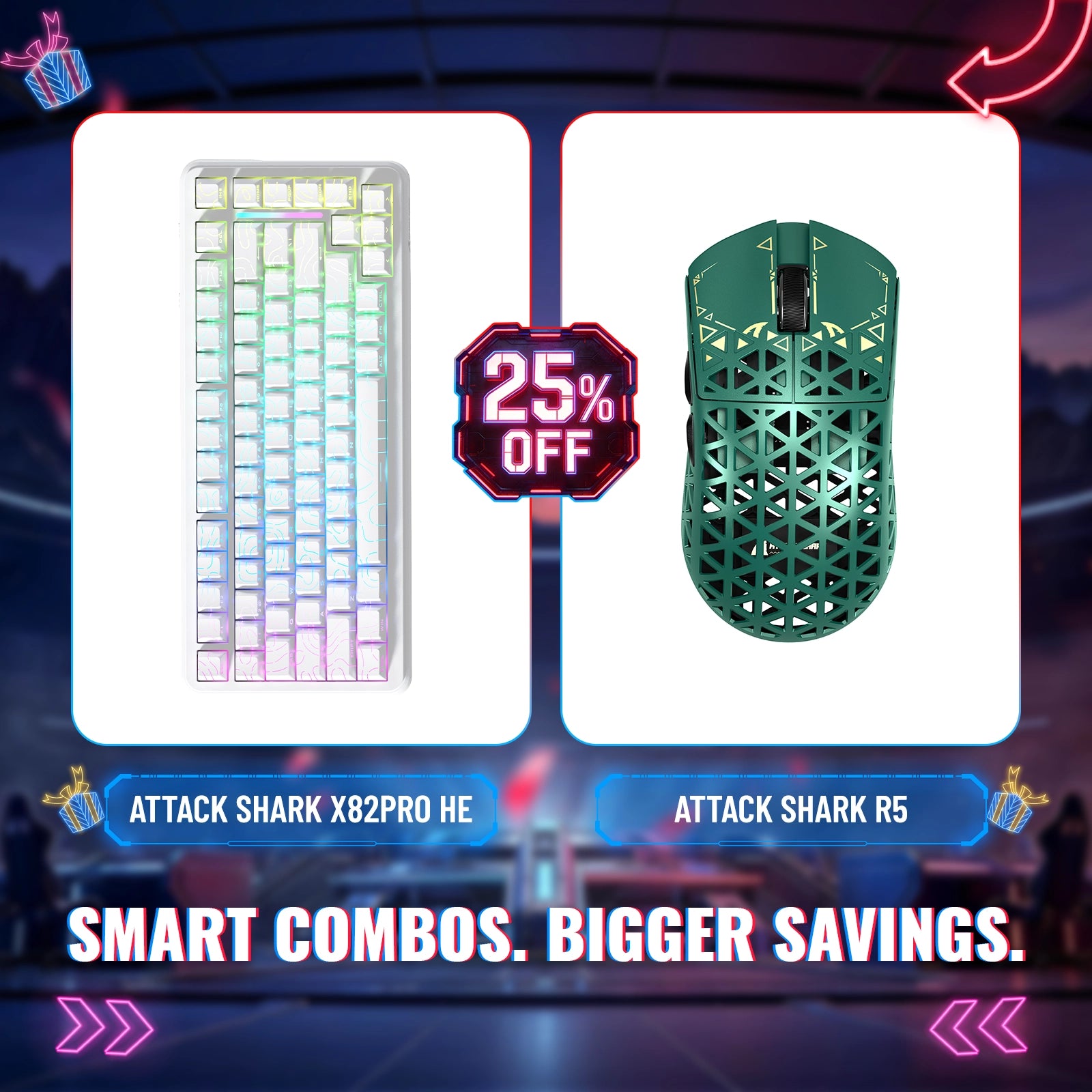 어택 상어 X82프로 HE 래피드 트리거 키보드 + R5 카본 파이버 무선 게이밍 마우스 번들