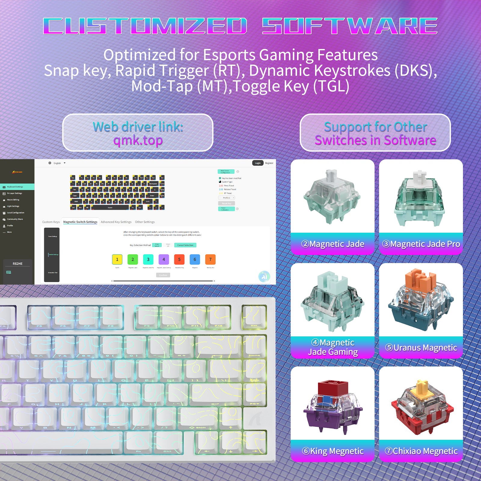 ATTACK SHARK R82 HE 유선 75% 게이밍 키보드 C01ULTRA LED 케이블 포함