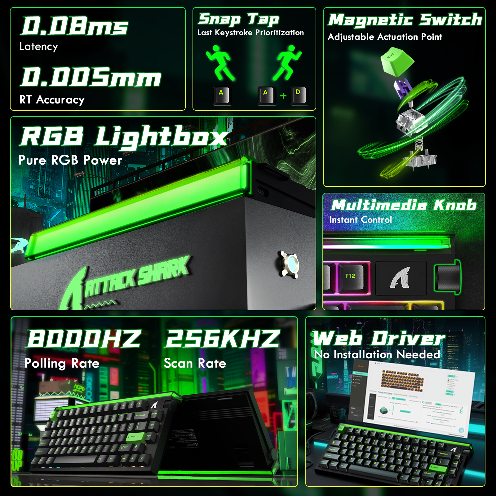 ATTACK SHARK R85 HE 래피드 트리거 키보드 맞춤형 라이트박스 자석 스위치