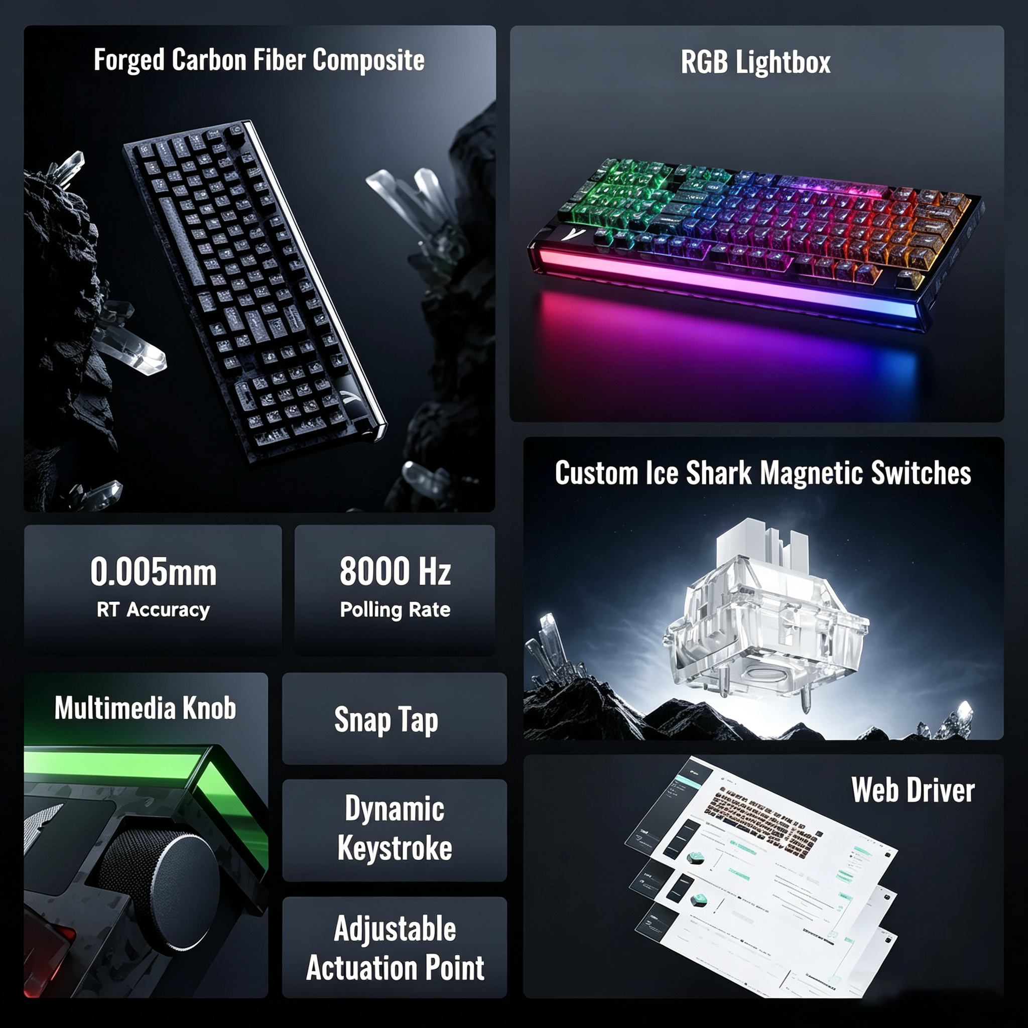 ATTACK SHARK R98 HE 카본 파이버 유선 빠른 트리거 마그네틱 스위치 키보드 C01 Ultra RGB 코일 케이블 포함