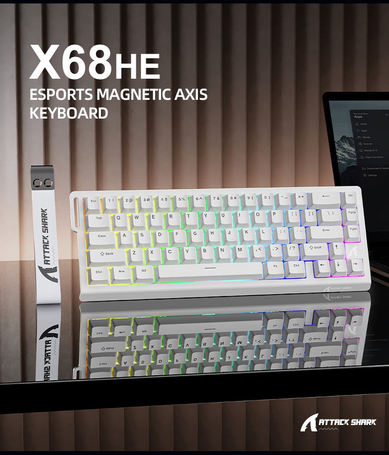ATTACK SHARK X68 HE 빠른 트리거 키보드 마그네틱 스위치 및 C01PRO 코일 케이블 포함