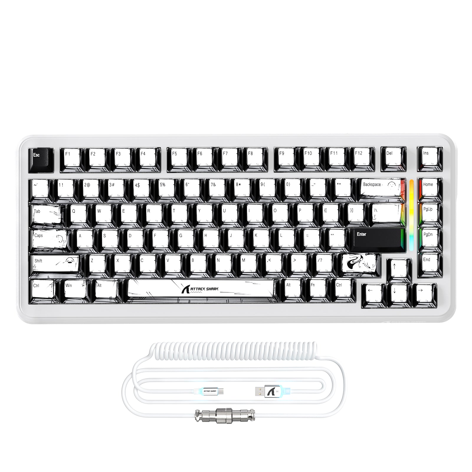 ATTACK SHARK X82PRO HE 마그네틱 키보드 C01Ultra RGB 코일 케이블 포함