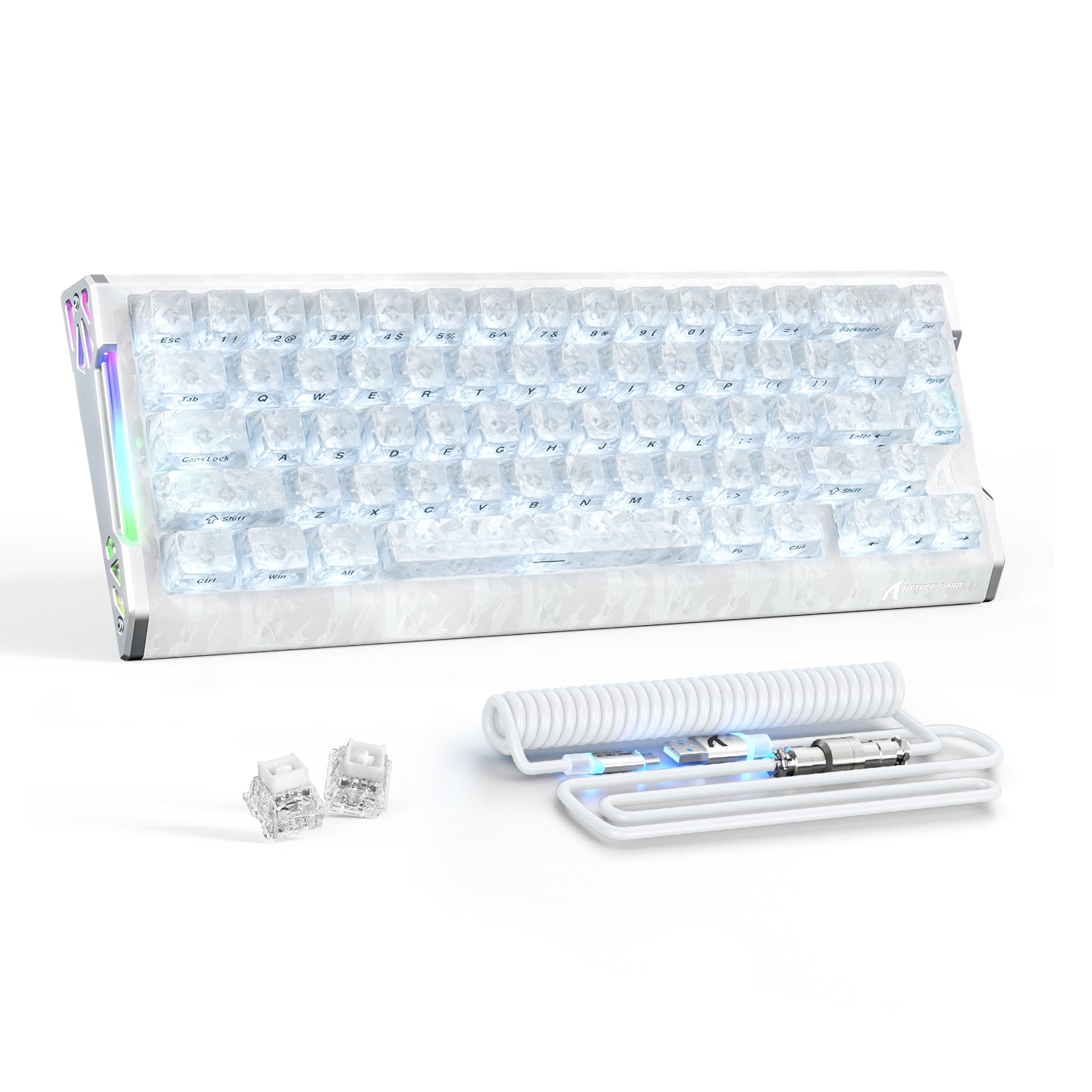 ATTACK SHARK R68 HE 카본 파이버 유선 래피드 트리거 마그네틱 스위치 키보드 C01 Ultra RGB 코일 케이블 포함