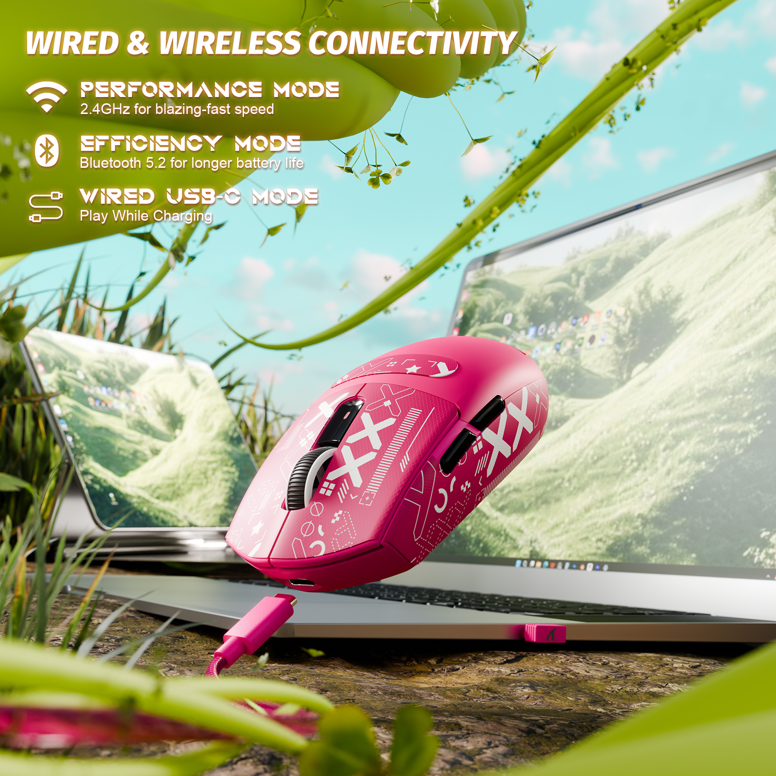 ATTACK SHARK G3 트라이모드 무선 게이밍 마우스 25000 DPI Ultra 경량