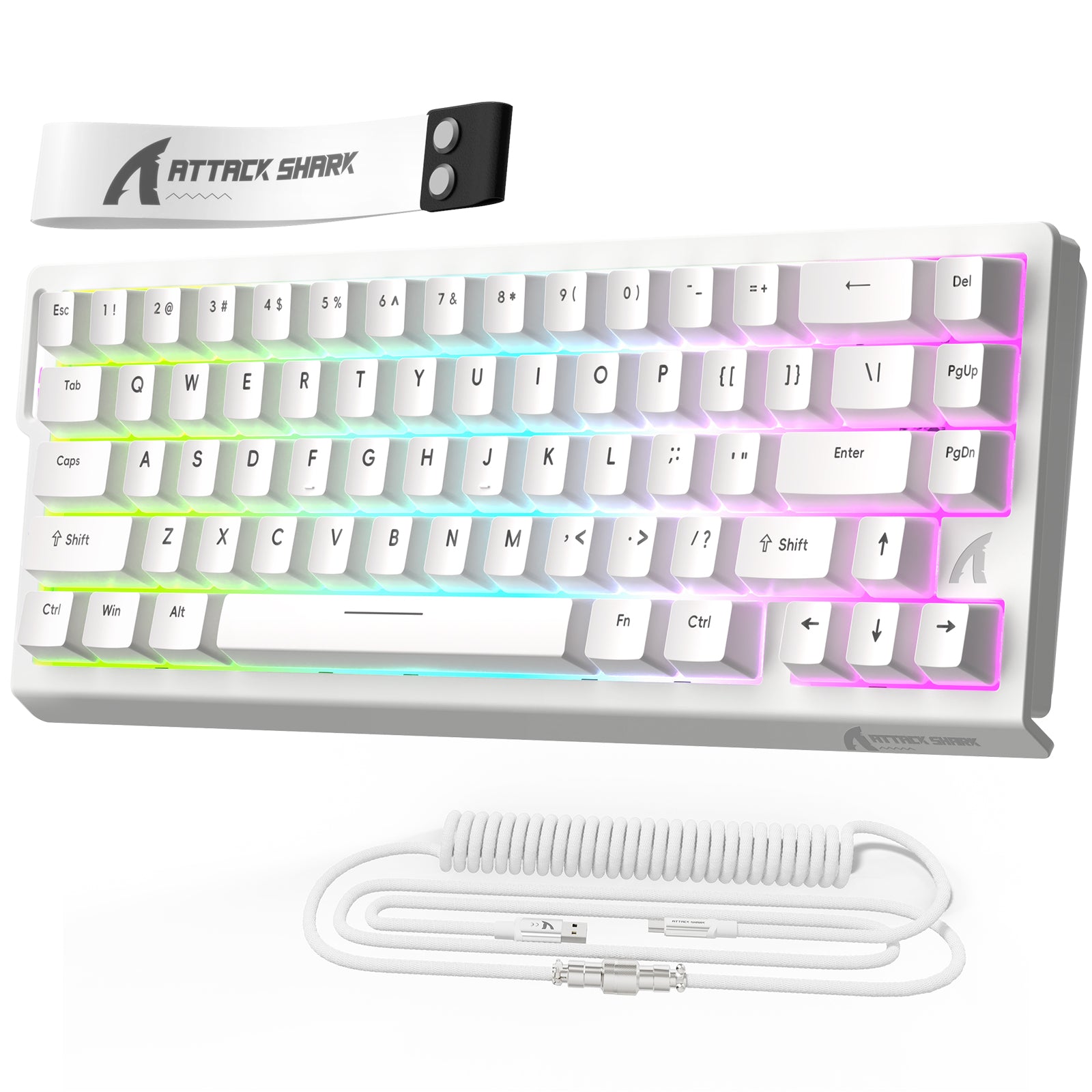 ATTACK SHARK X68 HE 빠른 트리거 키보드 마그네틱 스위치 및 C01PRO 코일 케이블 포함