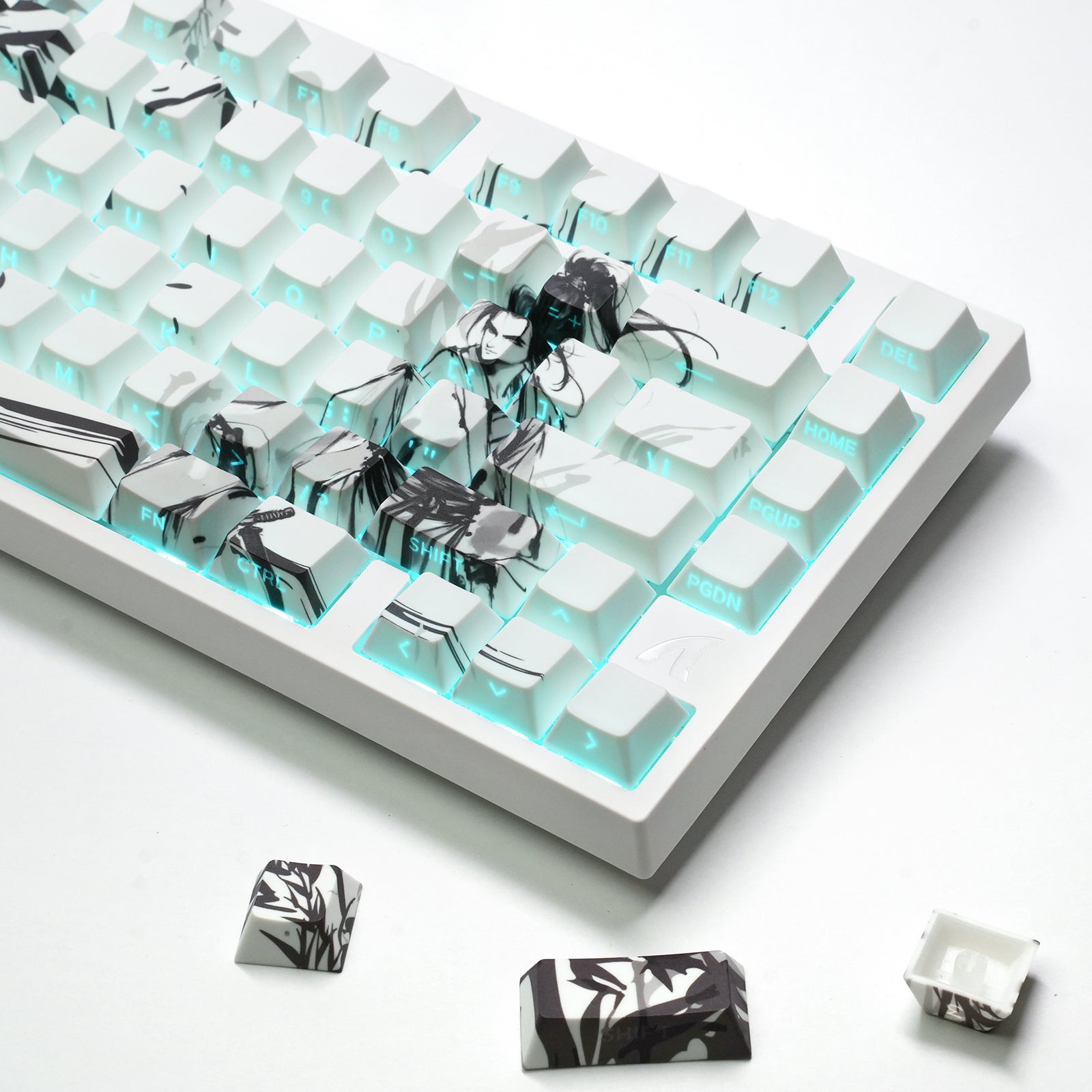 ATTACK SHARK SK02 129키 PBT 측면 인쇄 키캡, ANSI/ISO, 나이트 에런트